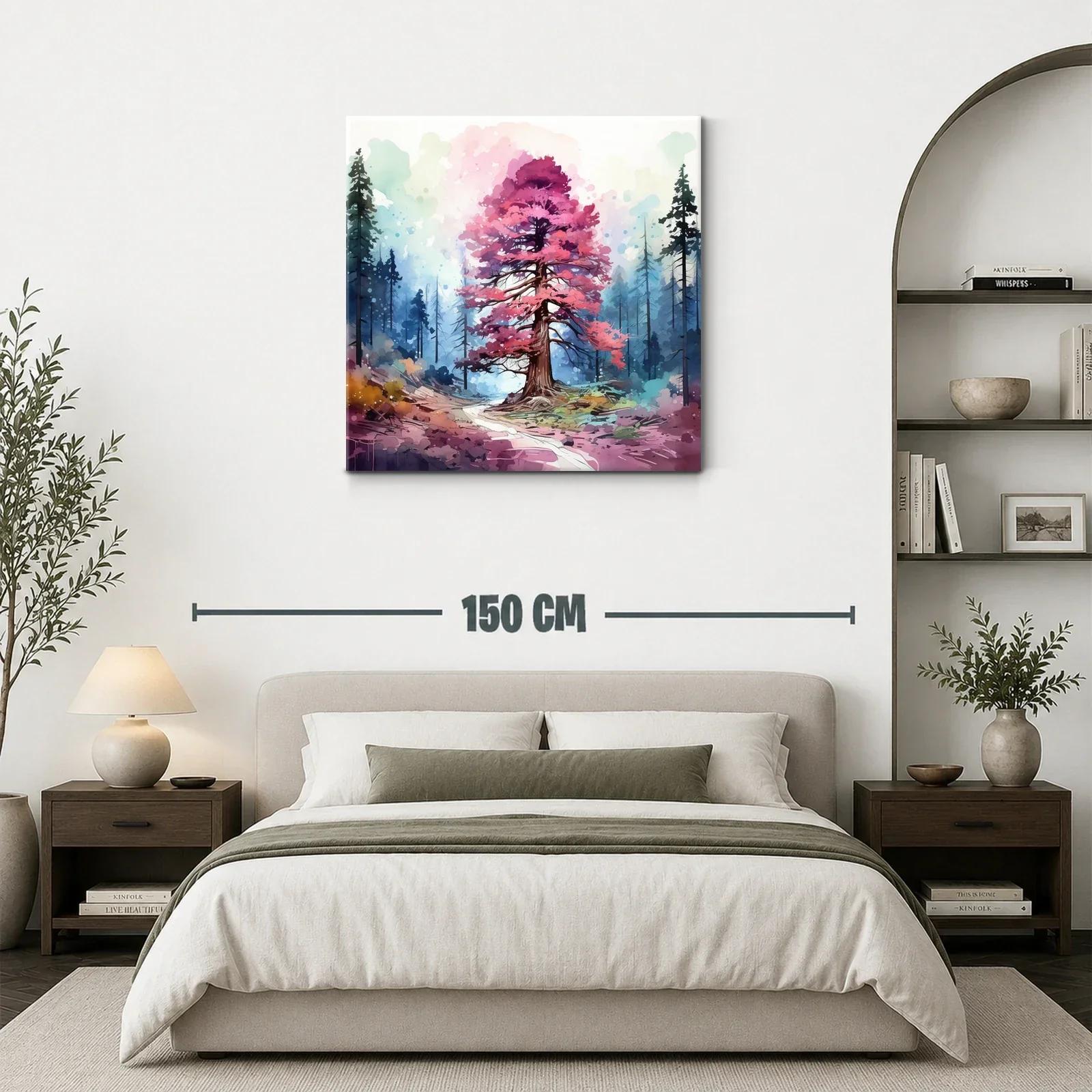 Árbol rosa en bosque de ensueño y tonos vibrantes — miniatura 3