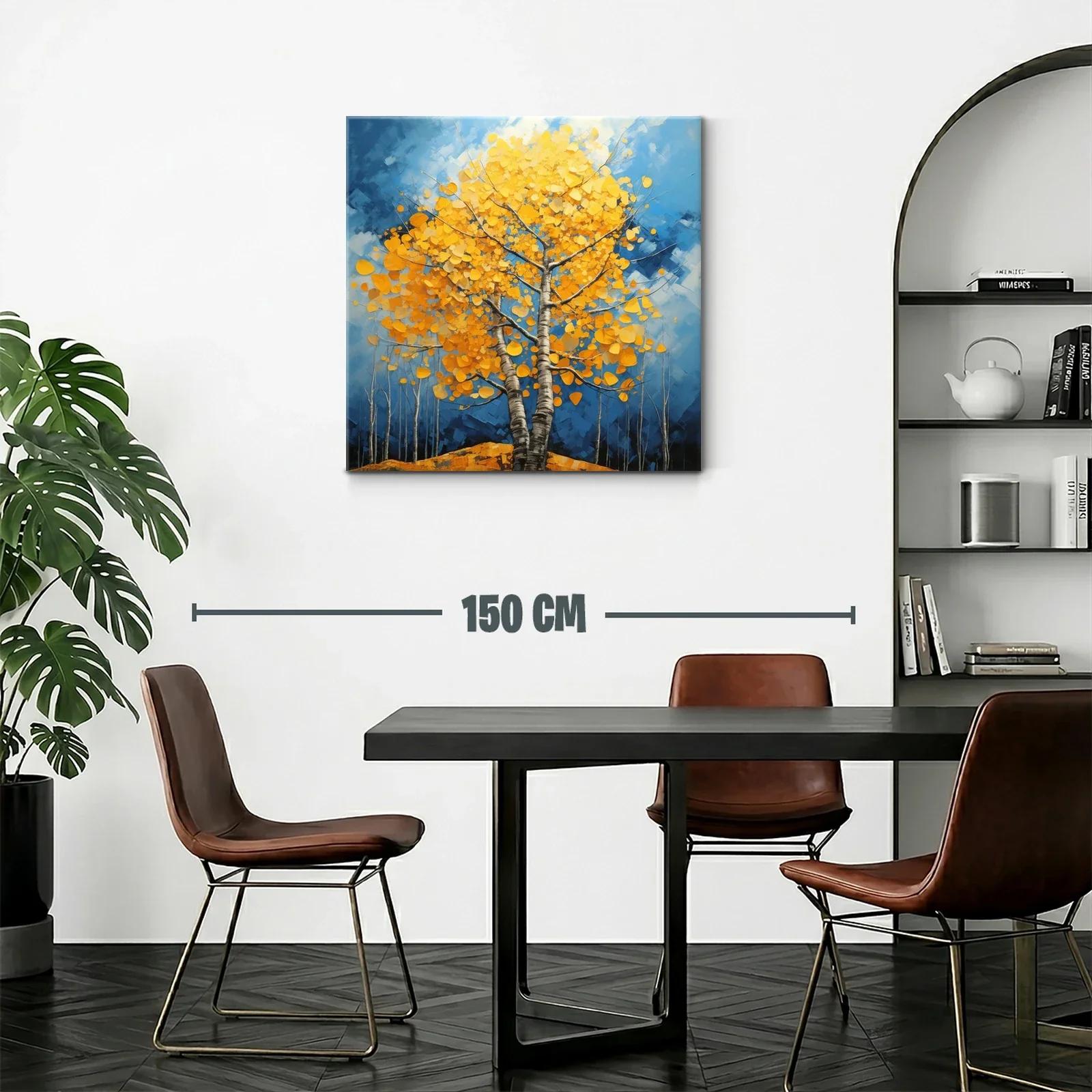 Árbol en otoño con hojas doradas sobre cielo azul — miniatura 2