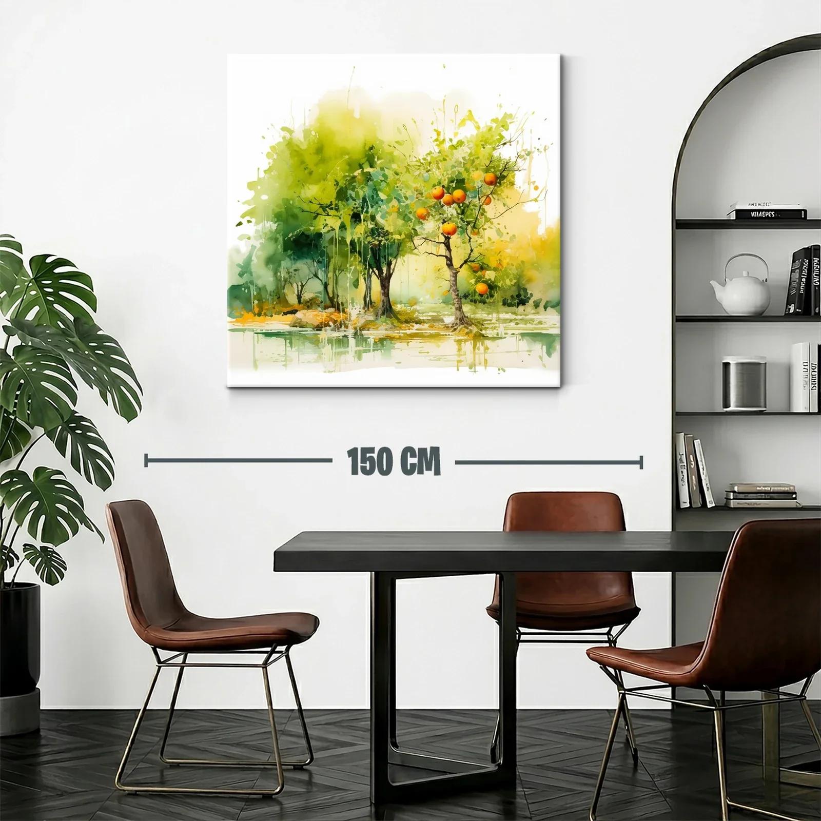 Paisaje natural con árboles frutales y reflejos acuáticos — miniatura 2