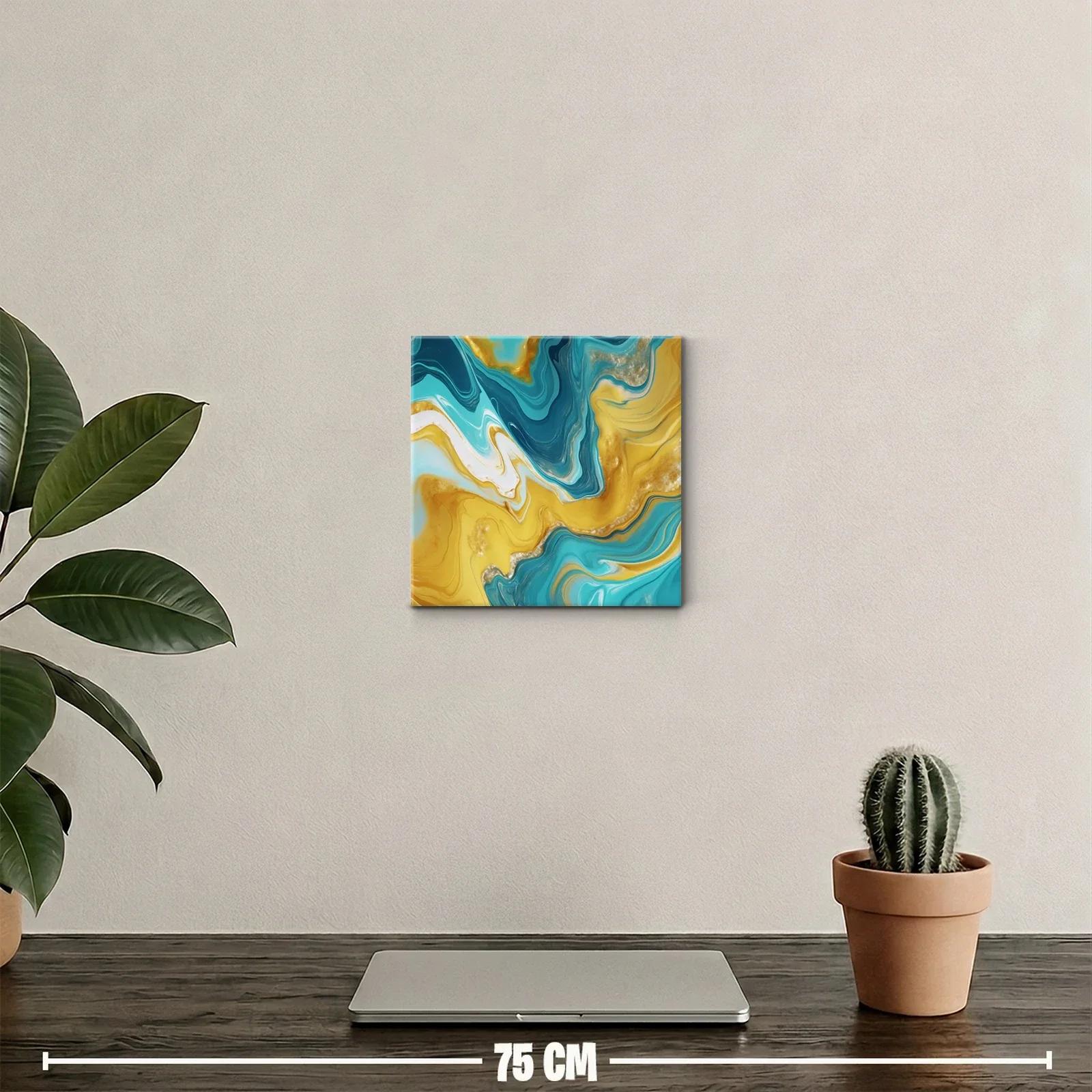 Abstracto fluido en tonos dorados y azules vibrantes — miniatura 2