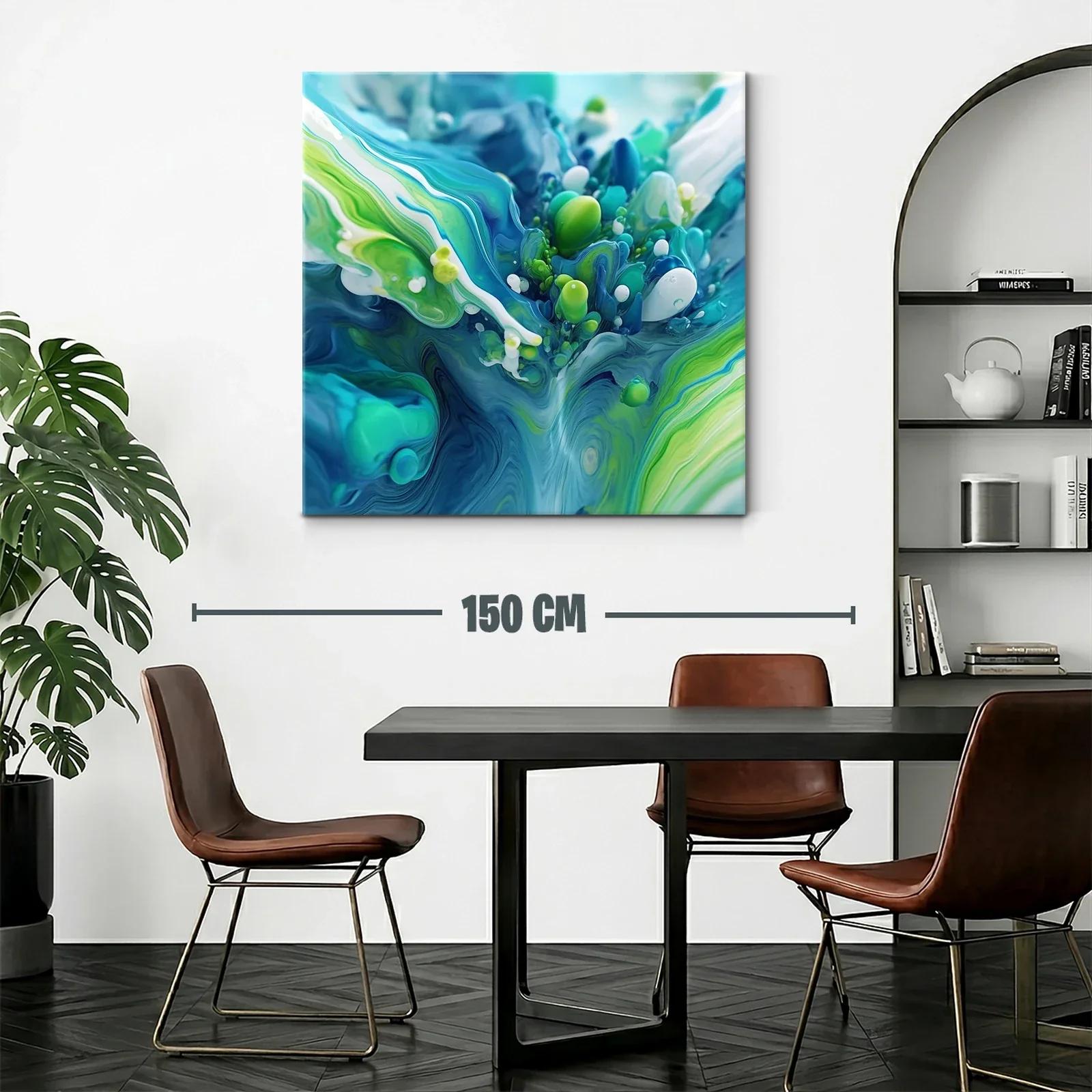 Abstracción orgánica en tonos azules y verdes vibrantes — miniatura 2