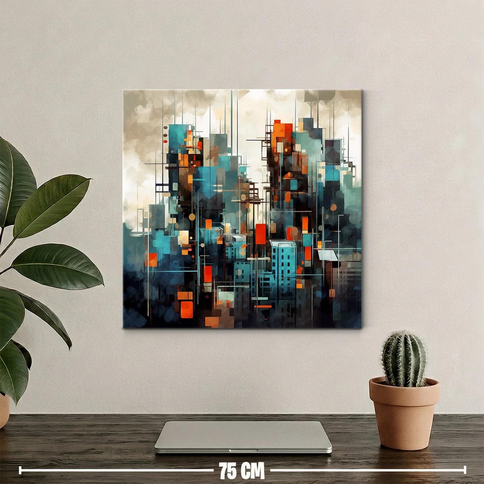 Cuadro abstracto de ciudad moderna con toques vibrantes — miniatura 2