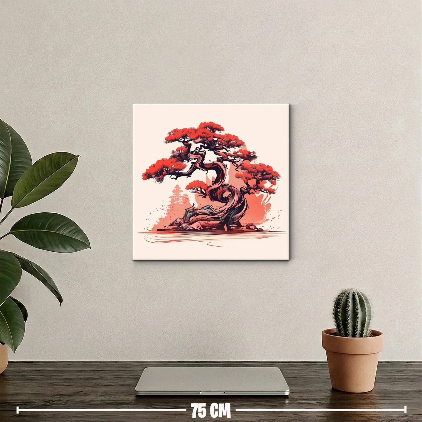 Árbol bonsái con vibrantes tonos rojos y negros — miniatura 2