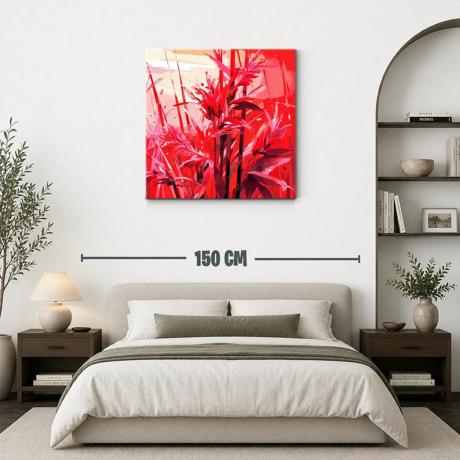 Cuadro floral vibrante con tonos rojos intensos — miniatura 3