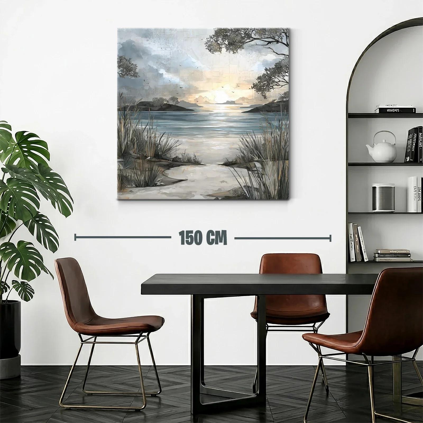 Paisaje sereno al atardecer en tonos neutros y azules — miniatura 2