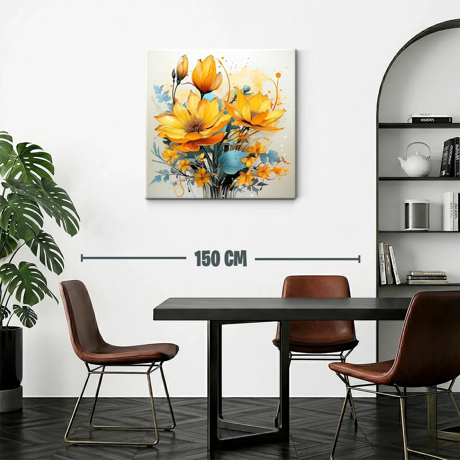 Flores vibrantes en tonos cálidos y azules suaves — miniatura 2