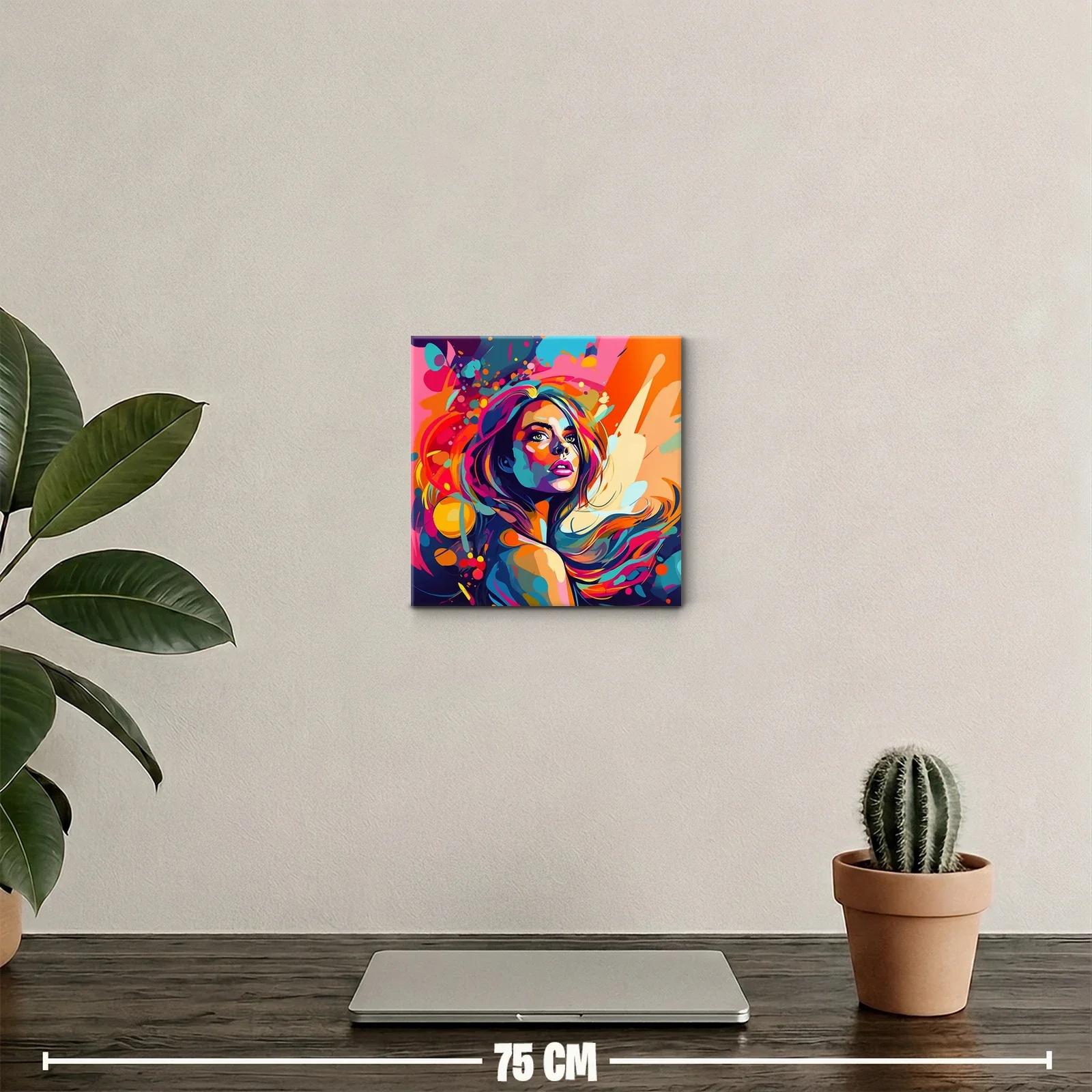 Retrato vibrante de mujer en explosión de colores vivos — miniatura 2