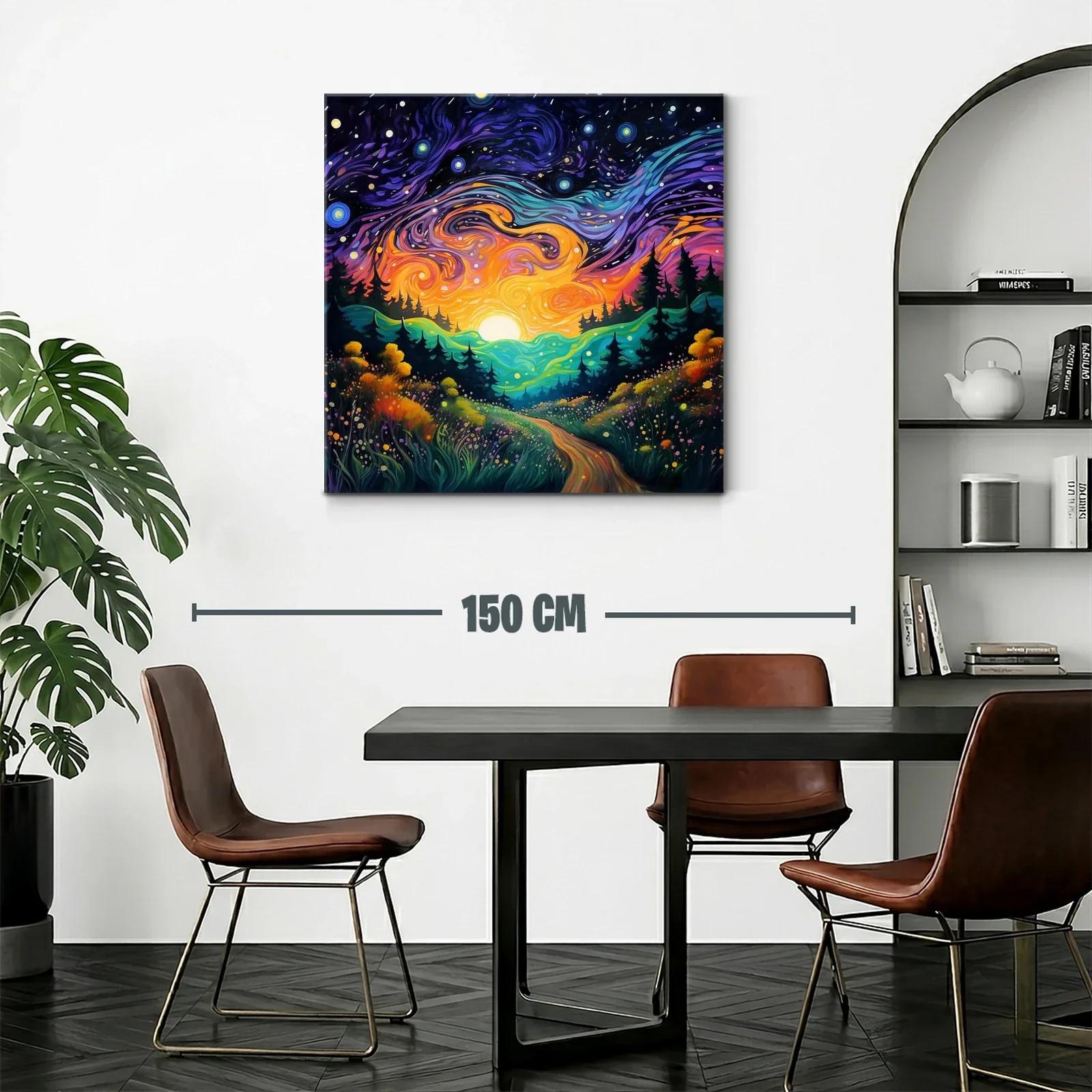 Paisaje nocturno vibrante con cielo estrellado y sendero — miniatura 2