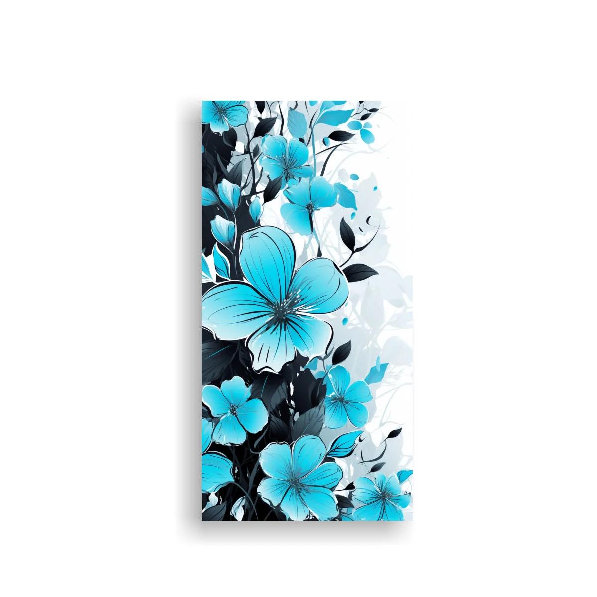 Cuadro flores azules con hojas oscuras — imagen principal