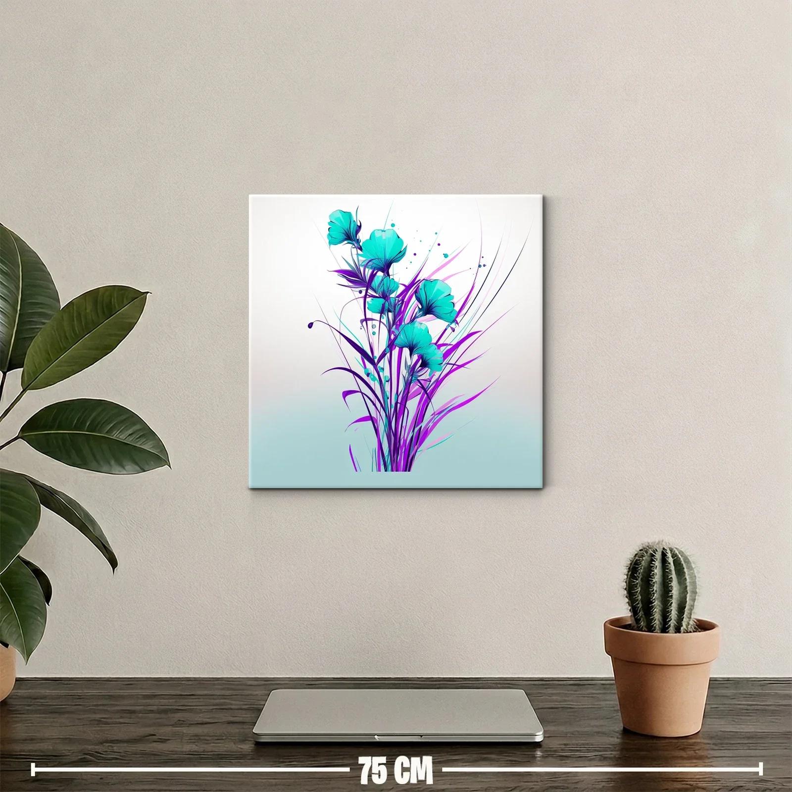 Floral vibrante en tonos turquesa y púrpura modernos — miniatura 2