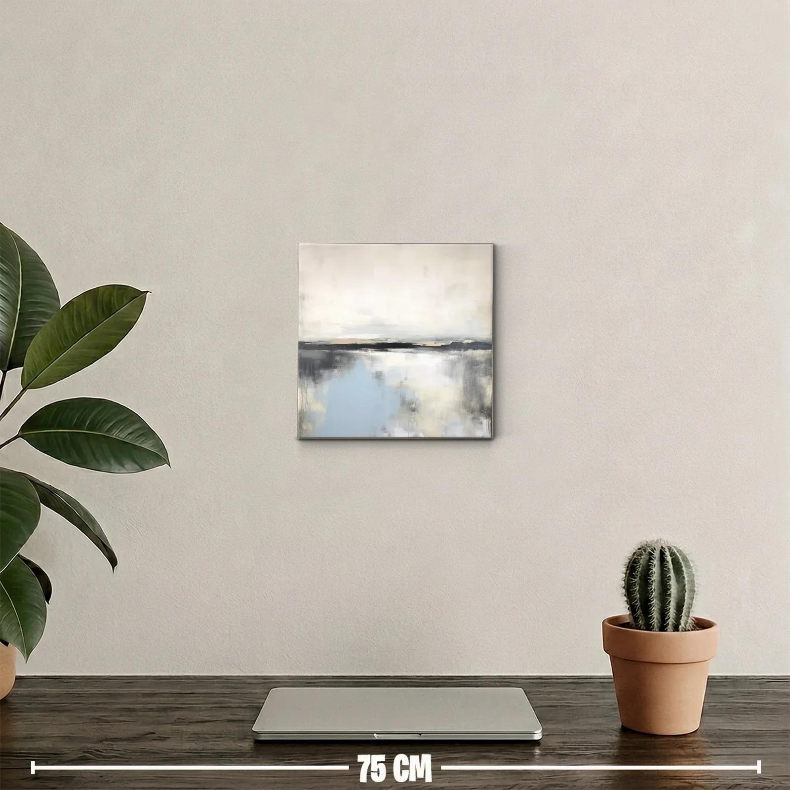 Paisaje abstracto sereno con tonos neutros y azul suave — miniatura 2