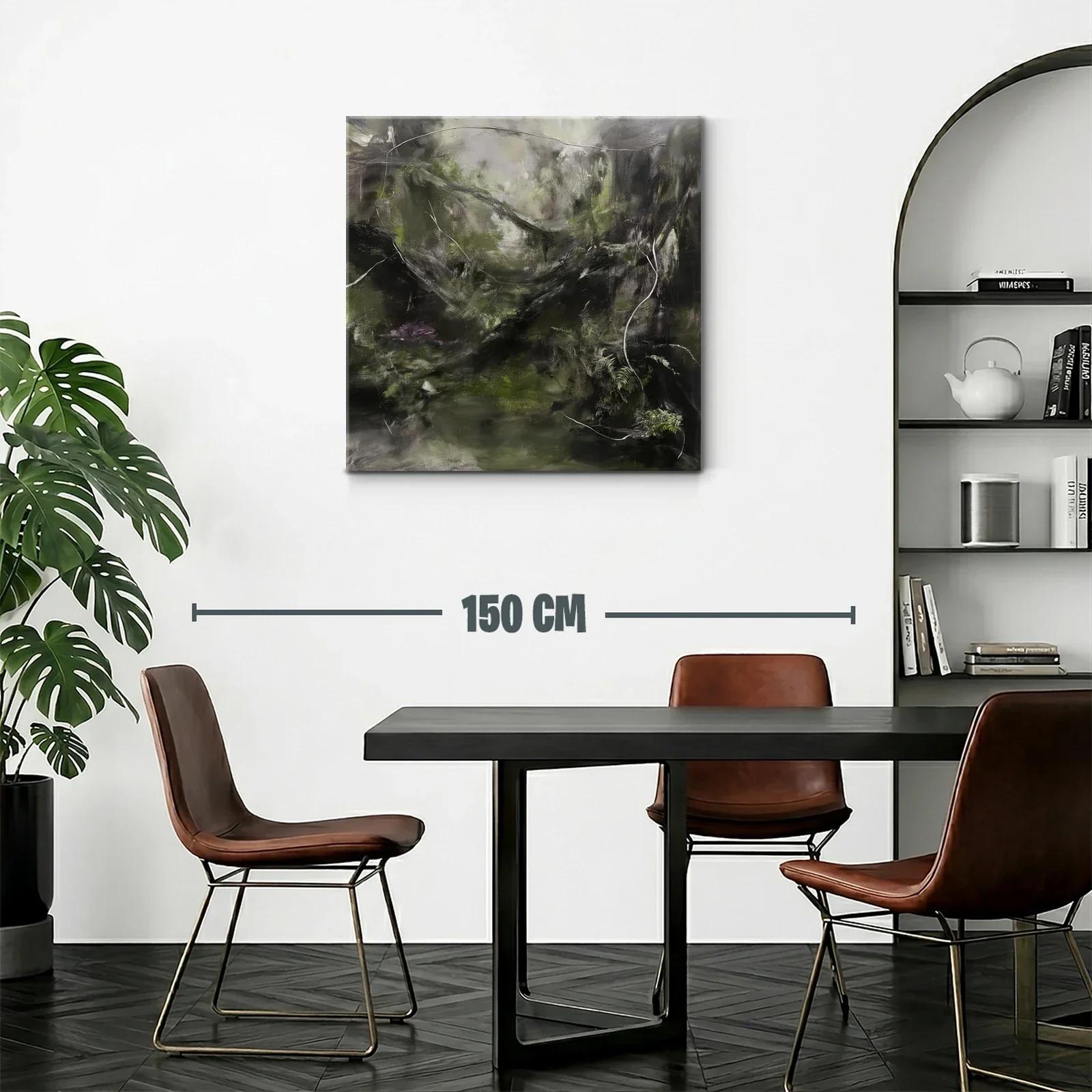 Paisaje abstracto con tonos oscuros y verdes naturales — miniatura 2