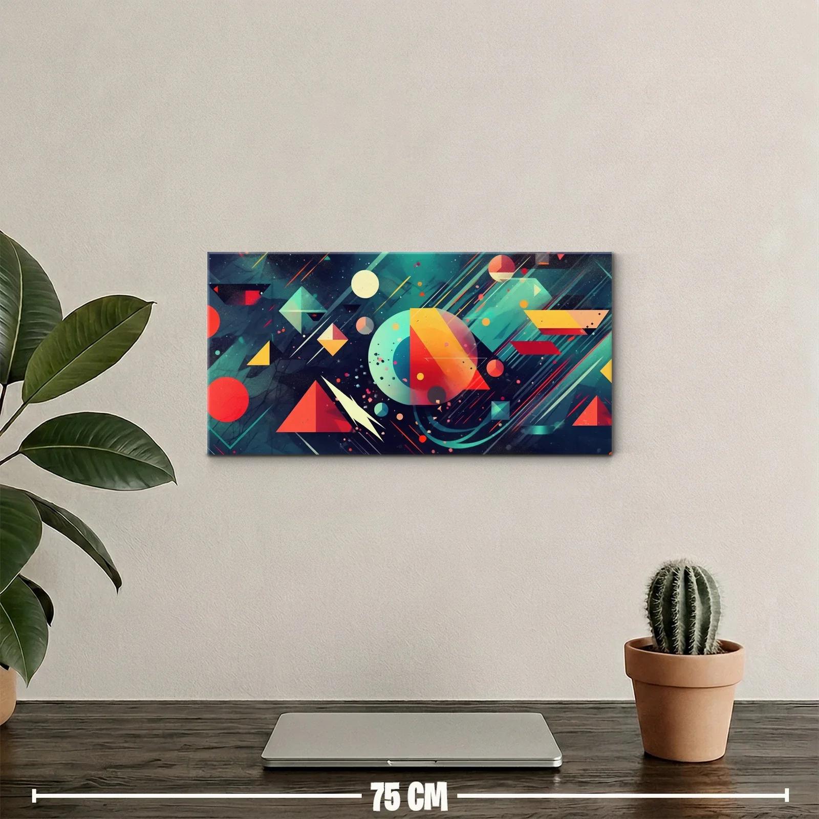 Cuadro abstracción geométrica con diagonales dinámicas — miniatura 2