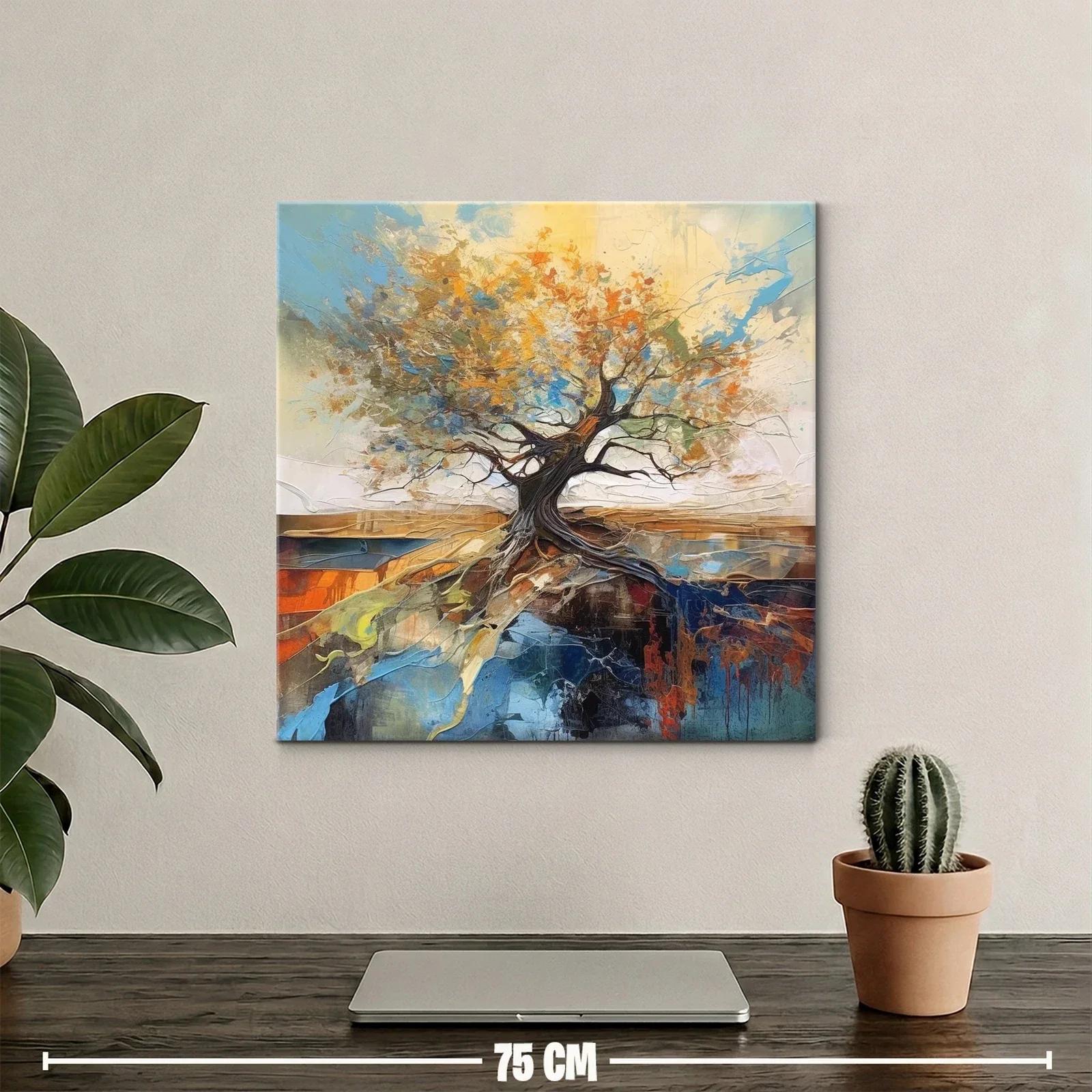 Árbol enraizado con hojas vibrantes y cielo azul — miniatura 2