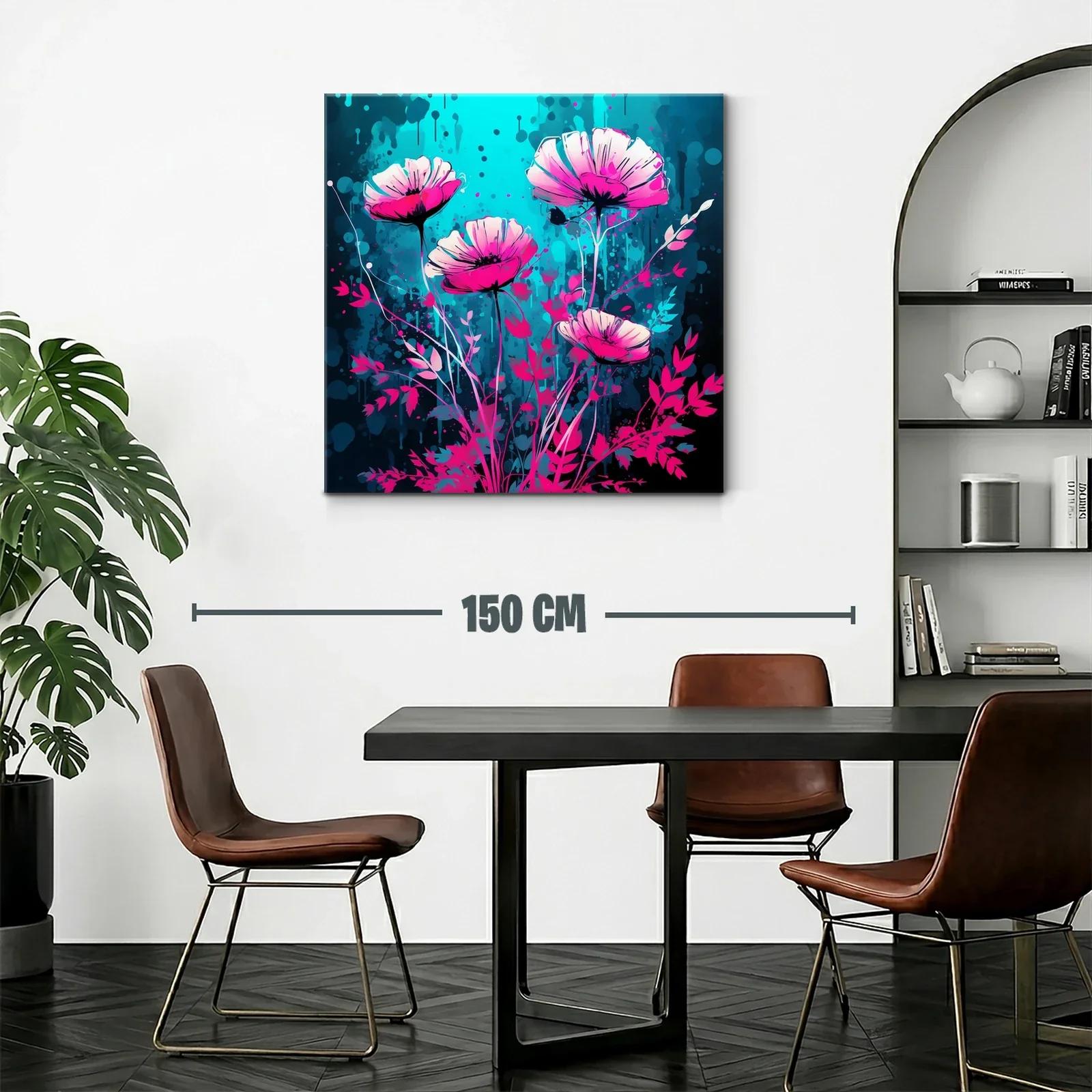 Flores vibrantes en contraste turquesa y magenta — miniatura 2