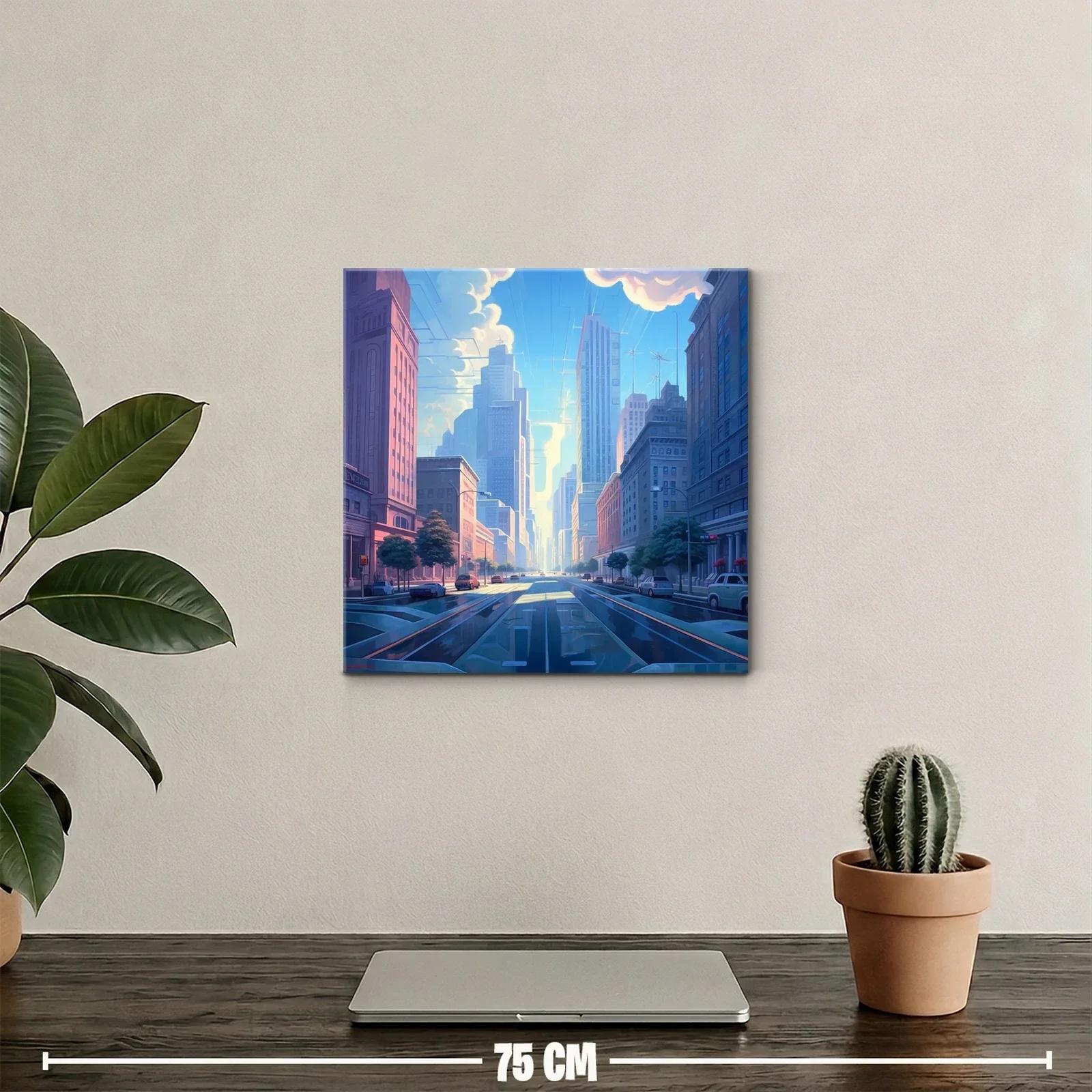 Atardecer urbano con calles iluminadas y rascacielos — miniatura 2