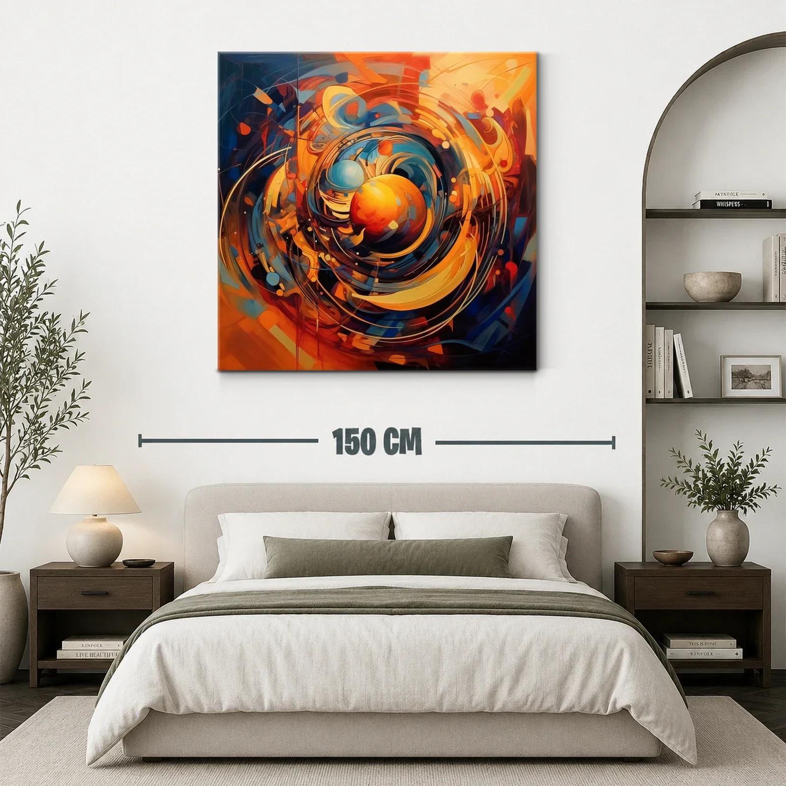 Cuadro abstracto con energía y movimiento en tonos cálidos — miniatura 3