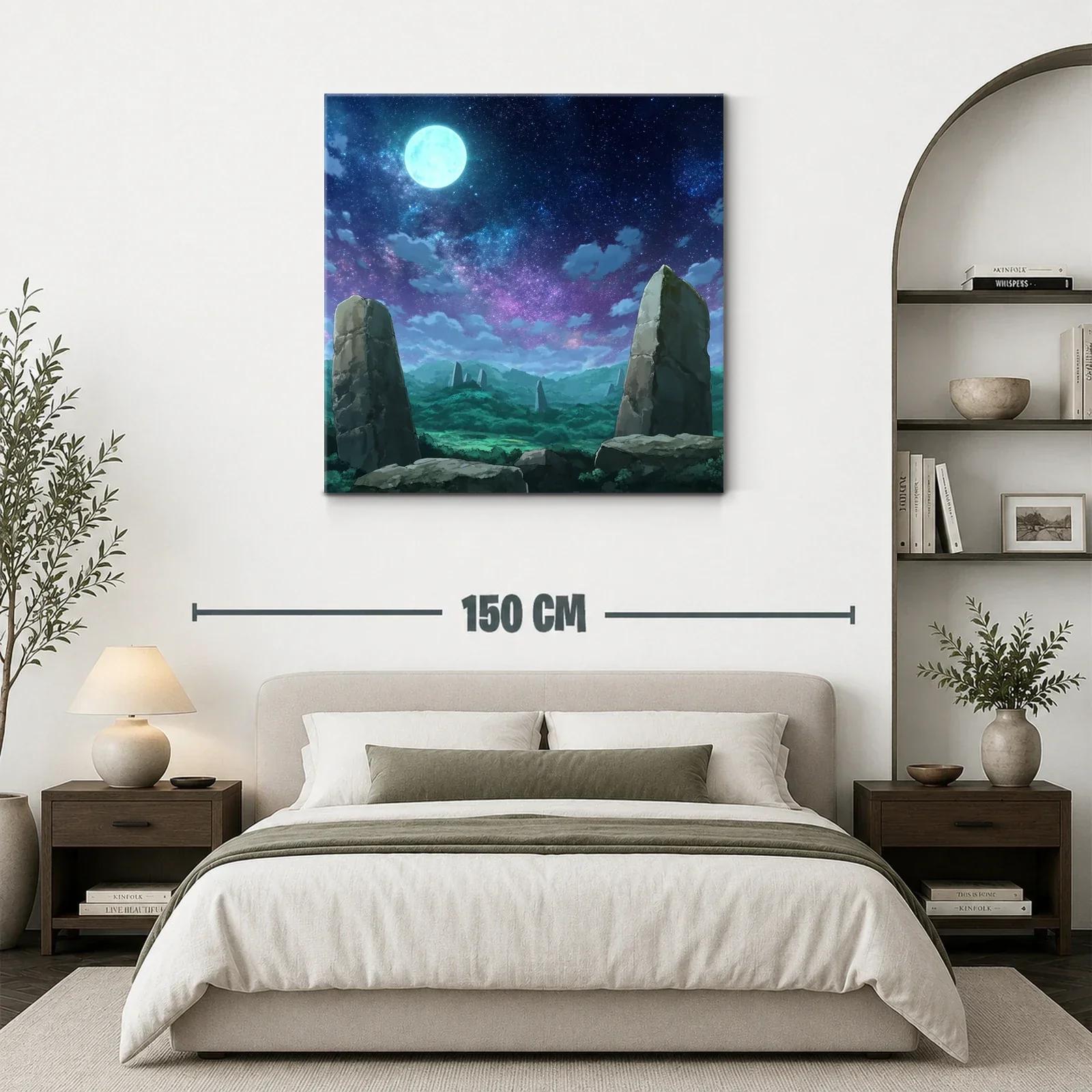 Paisaje nocturno con piedras monolíticas y cielo estrellado — miniatura 3