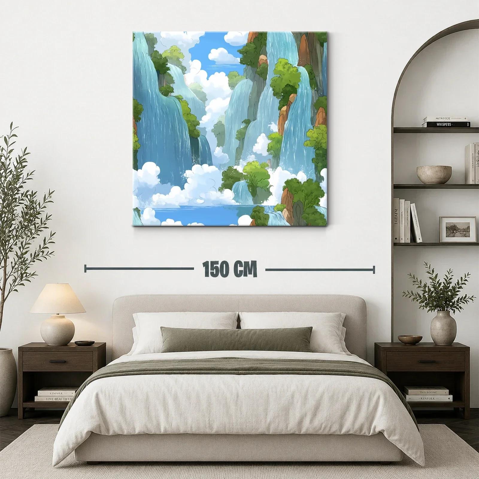 Paisaje de cascadas entre nubes y vegetación frondosa — miniatura 3