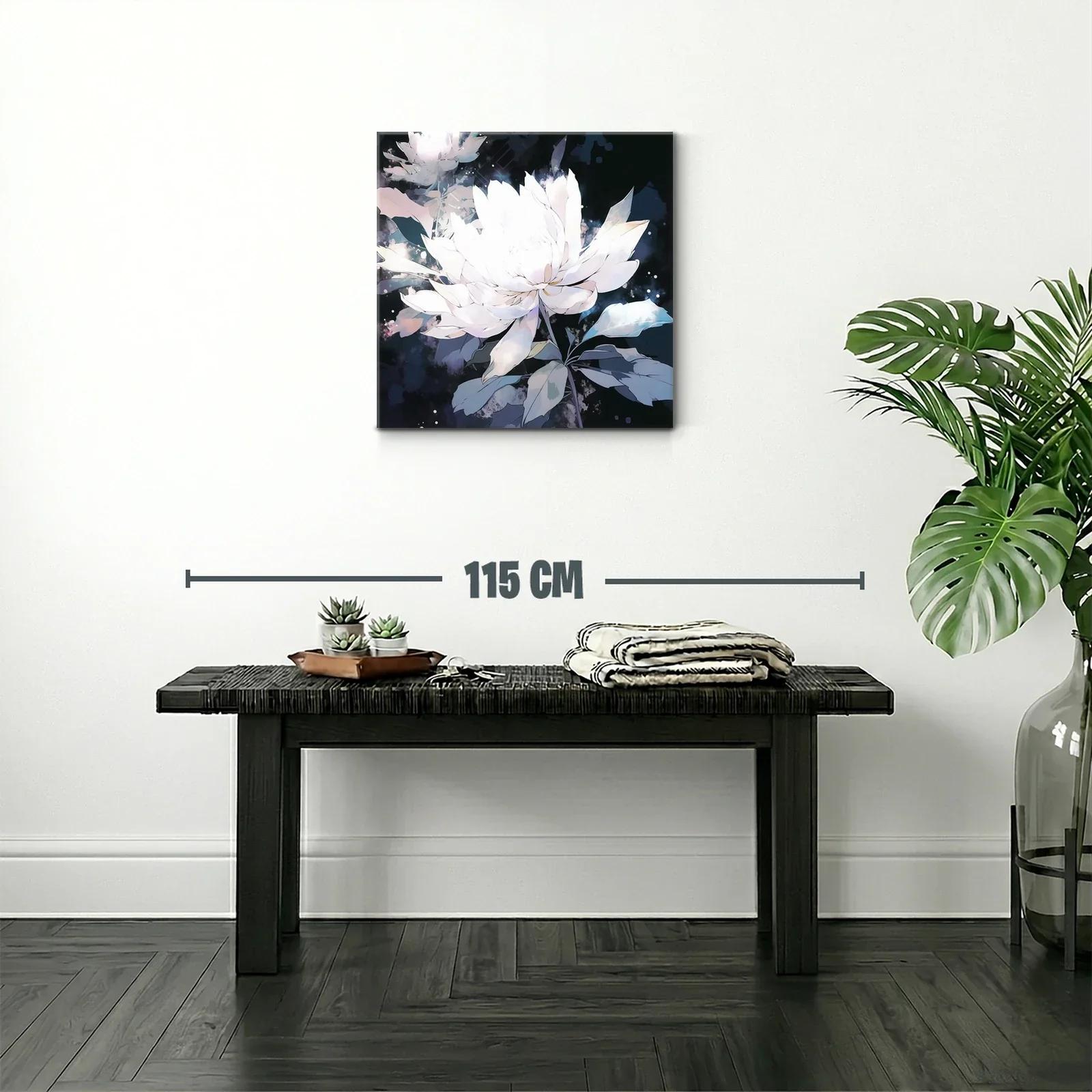 Cuadro Floral Blanco con Fondo Oscuro y Detalles Elegantes — miniatura 2