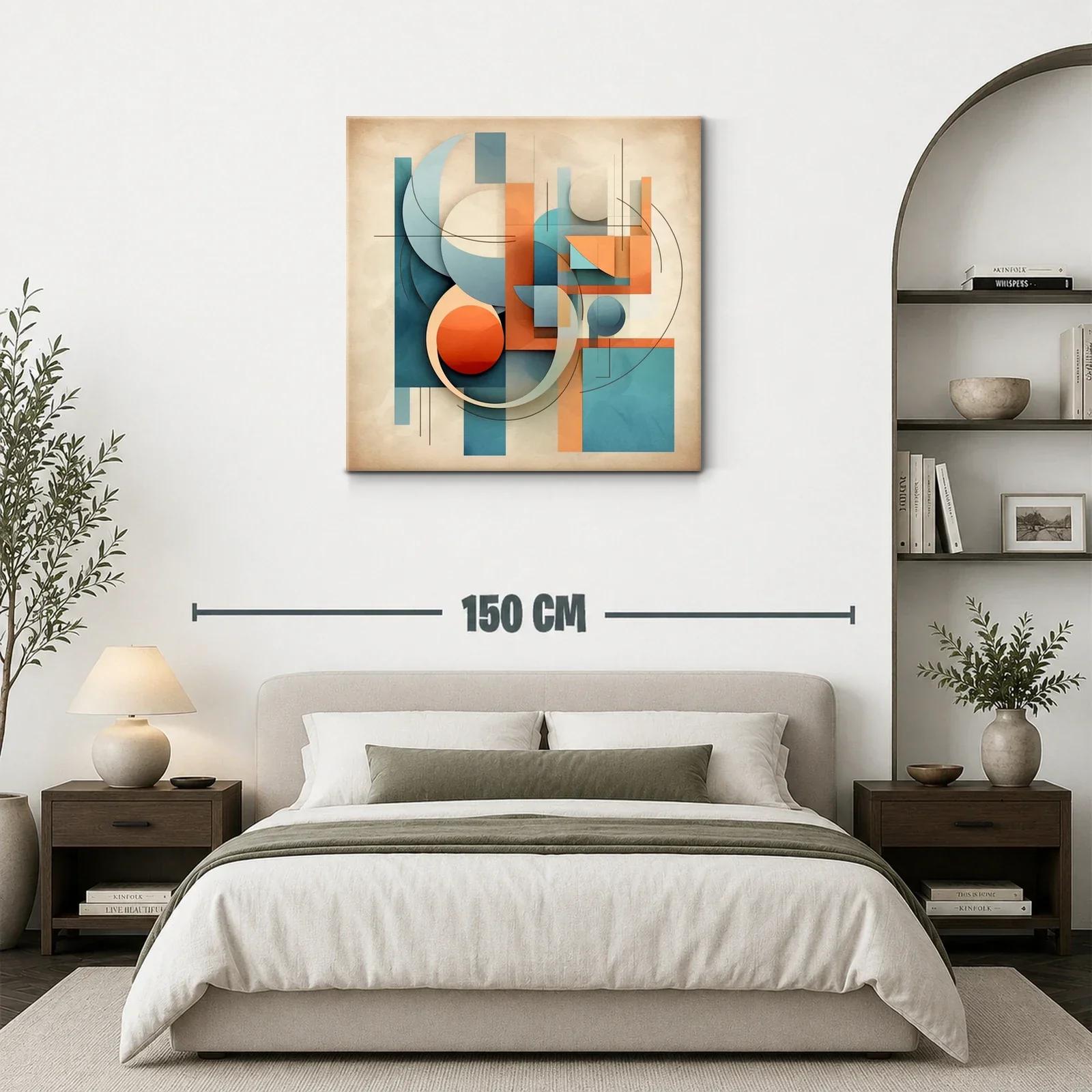 Composición abstracta con formas geométricas en tonos cálidos y fríos — miniatura 3