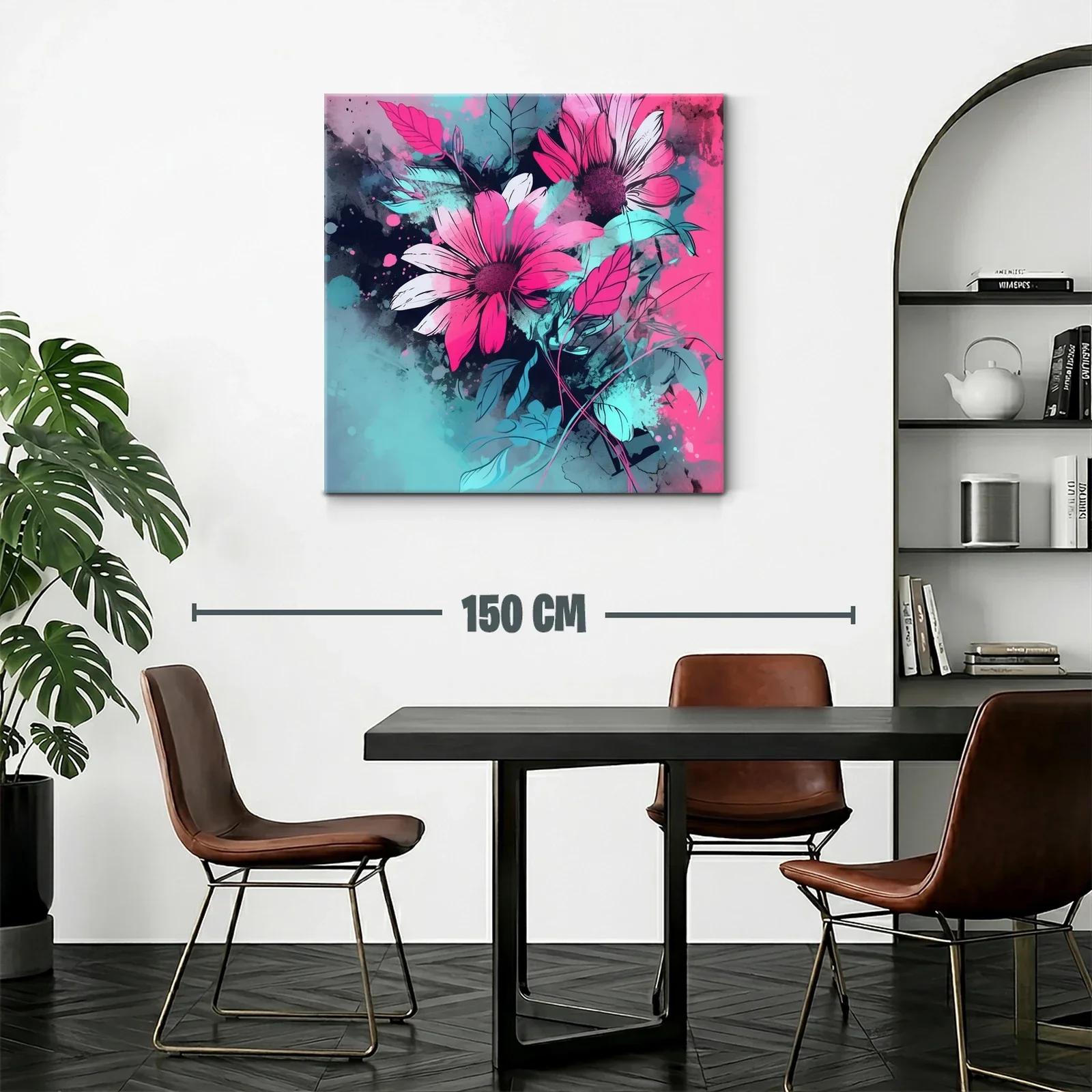 Flores vibrantes en tonos fucsia y azul turquesa — miniatura 2