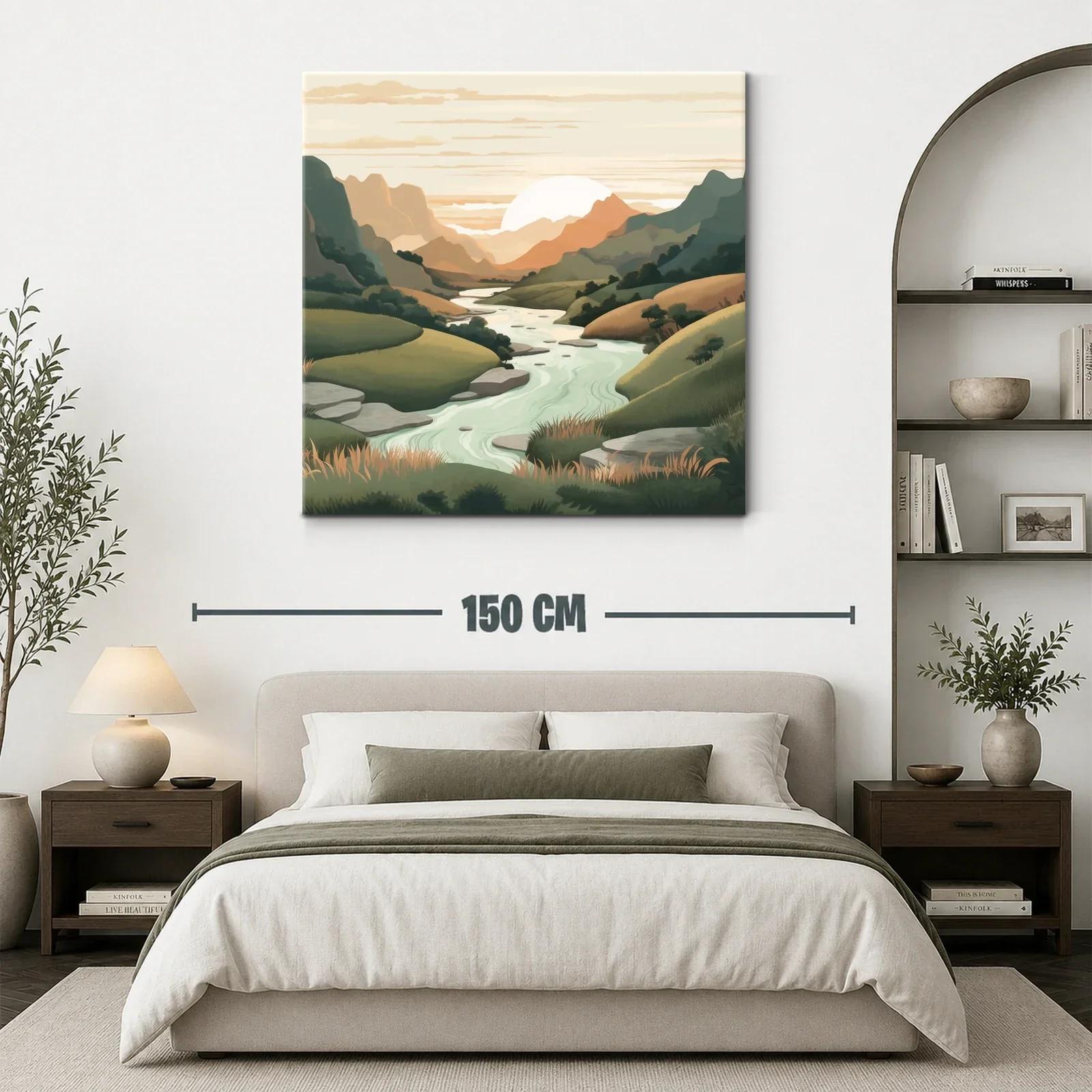 Paisaje sereno con río y montañas al atardecer — miniatura 3