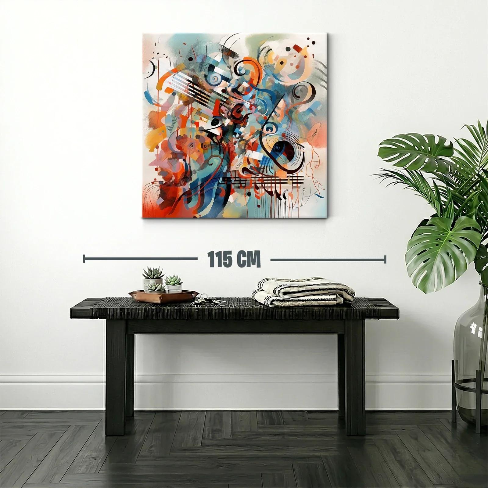 Composición abstracta con notas musicales vibrantes — miniatura 2