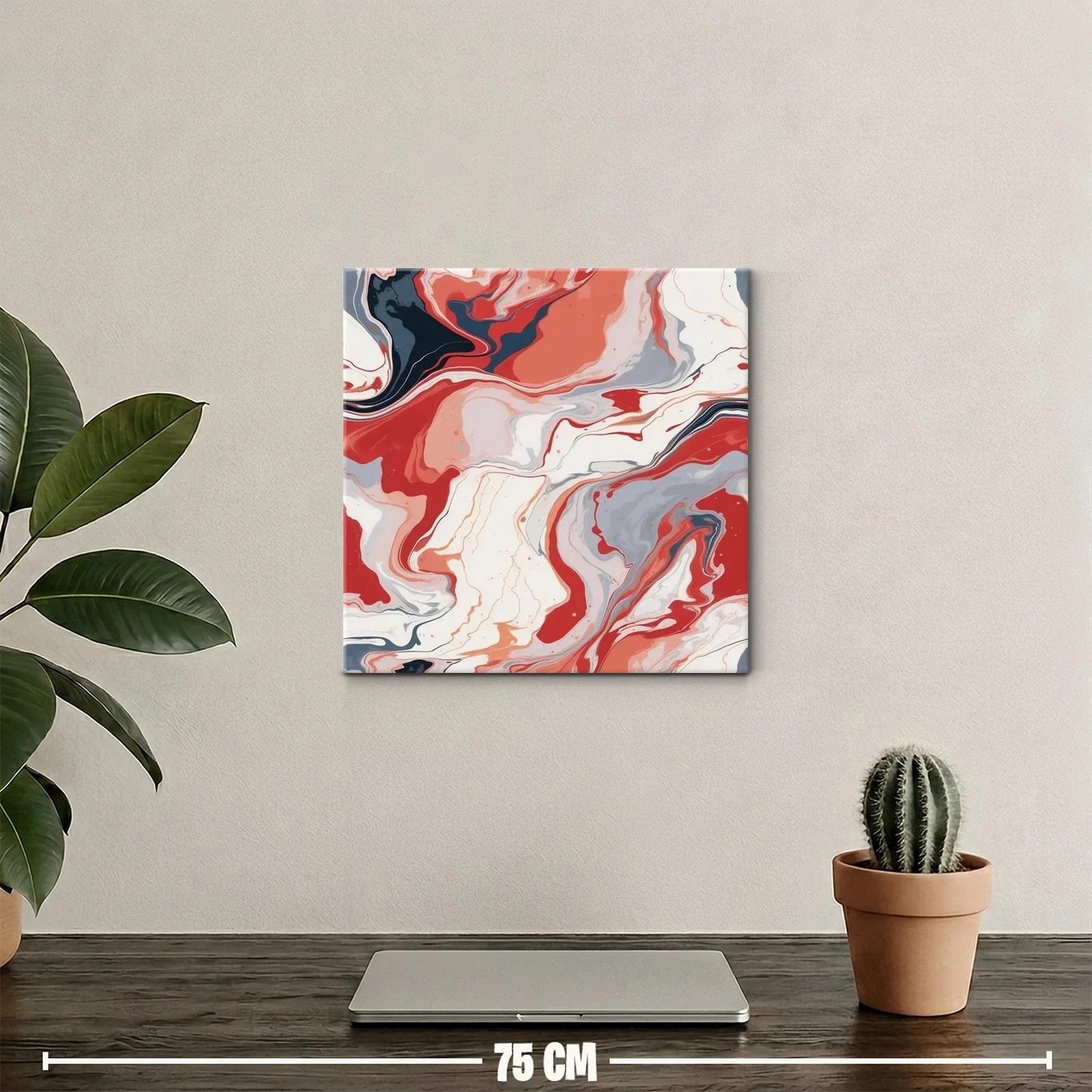 Cuadro abstracto con tonos rojos y grises fluidos — miniatura 2
