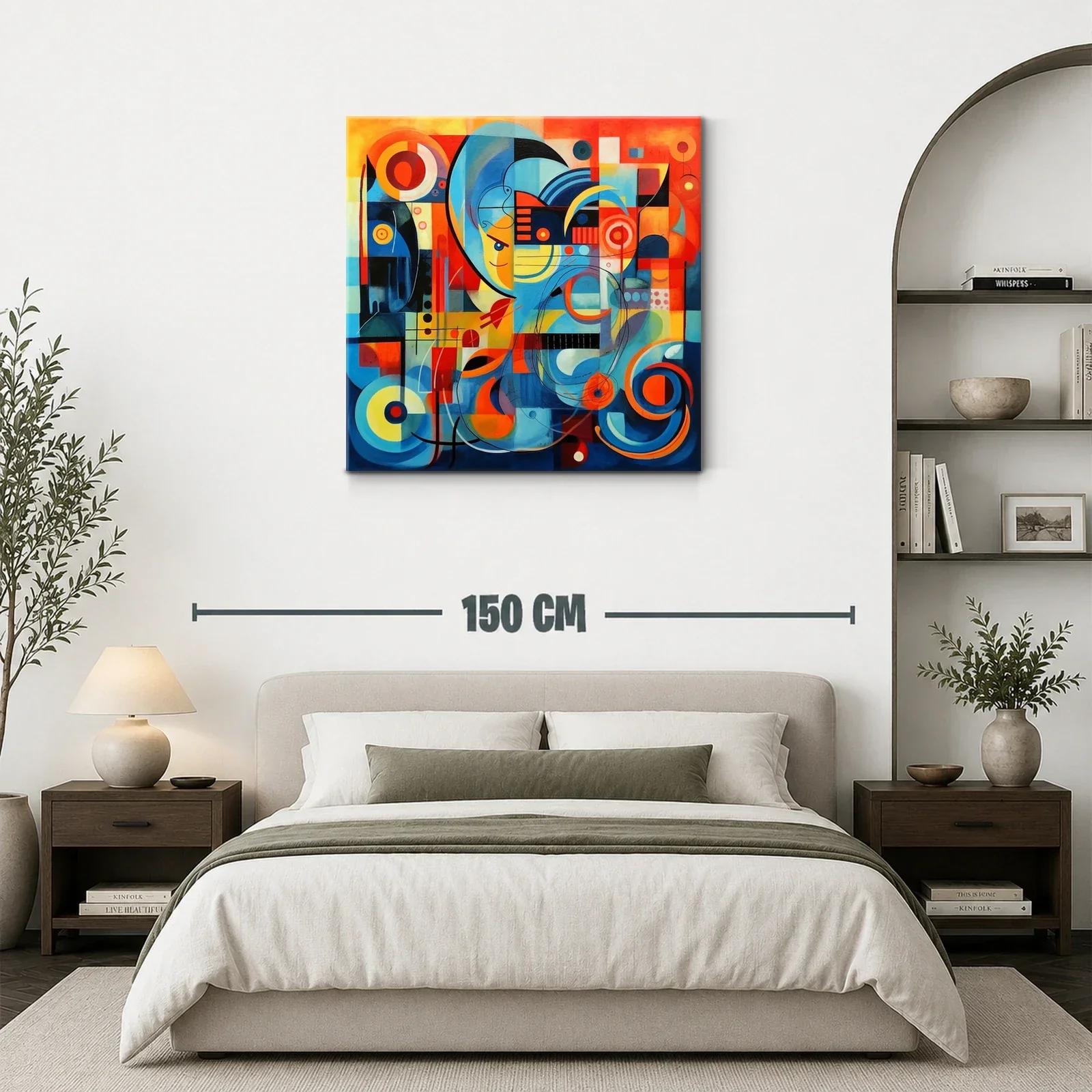 Composición abstracta vibrante con tonos cálidos y fríos — miniatura 3