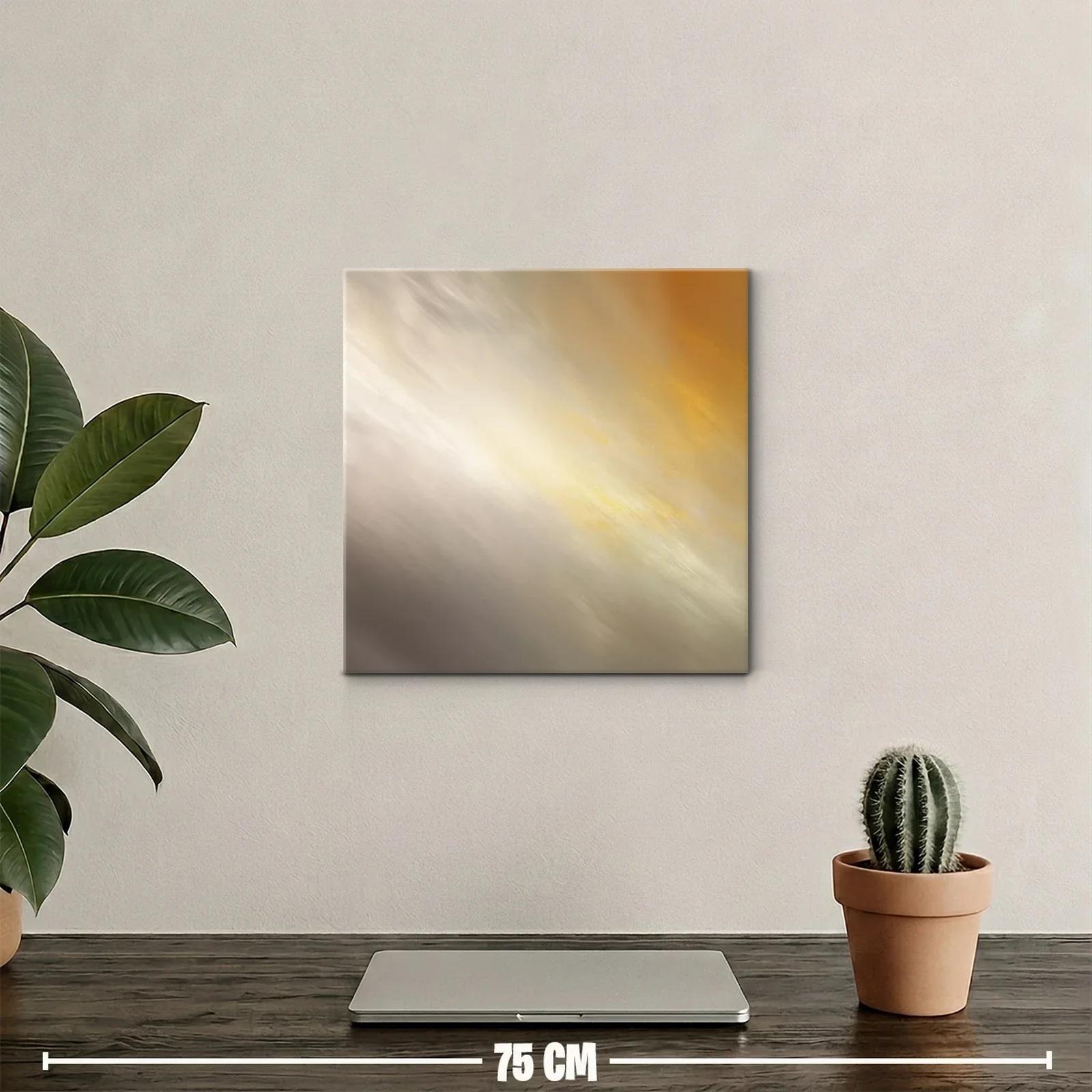 Cuadro abstracto con tonos cálidos y neutros difuminados — miniatura 2