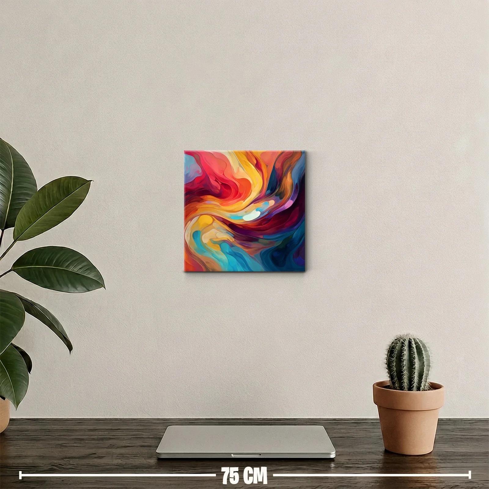 Cuadro abstracto con colores vibrantes y formas fluidas — miniatura 2