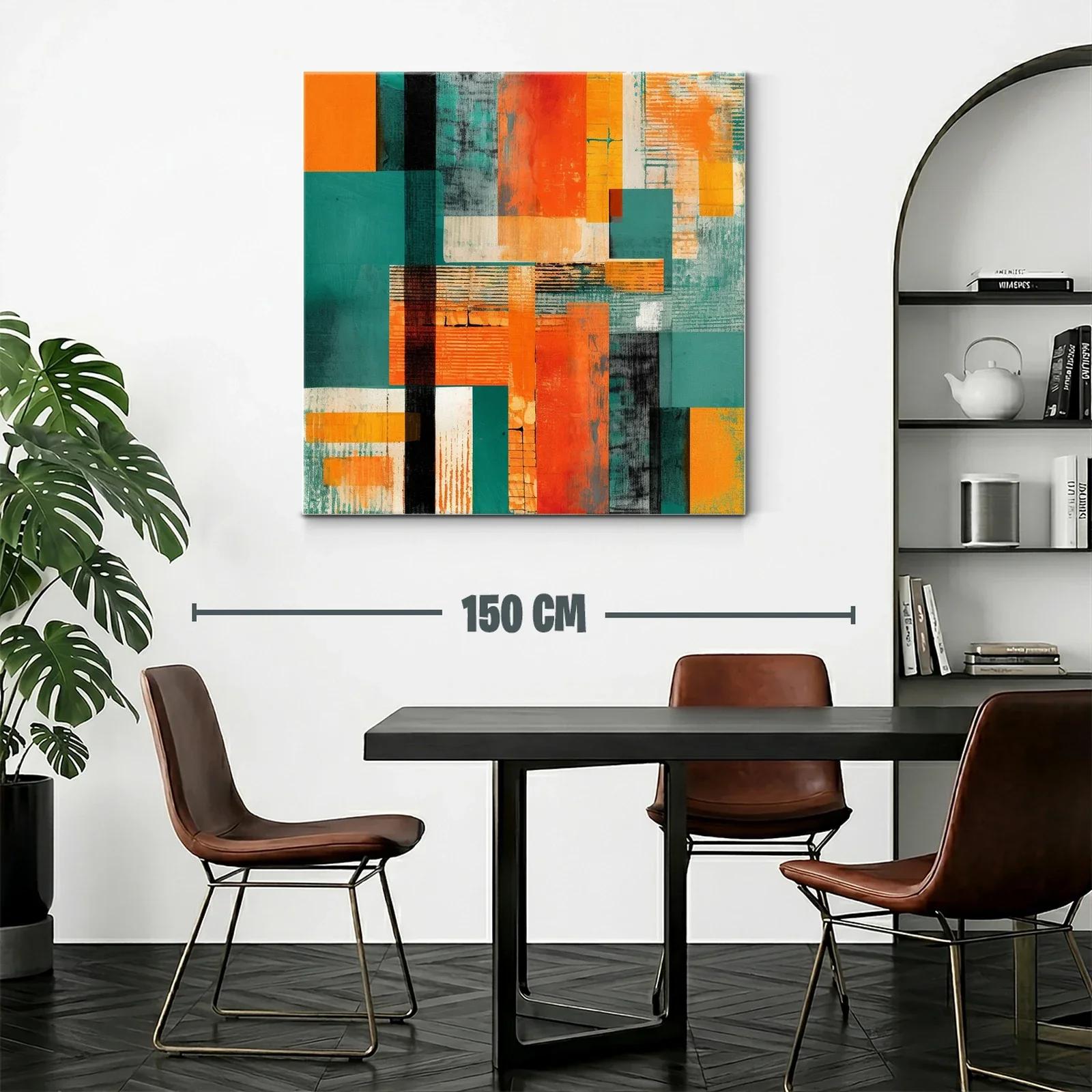 Composición abstracta con bloques en tonos cálidos y fríos — miniatura 2