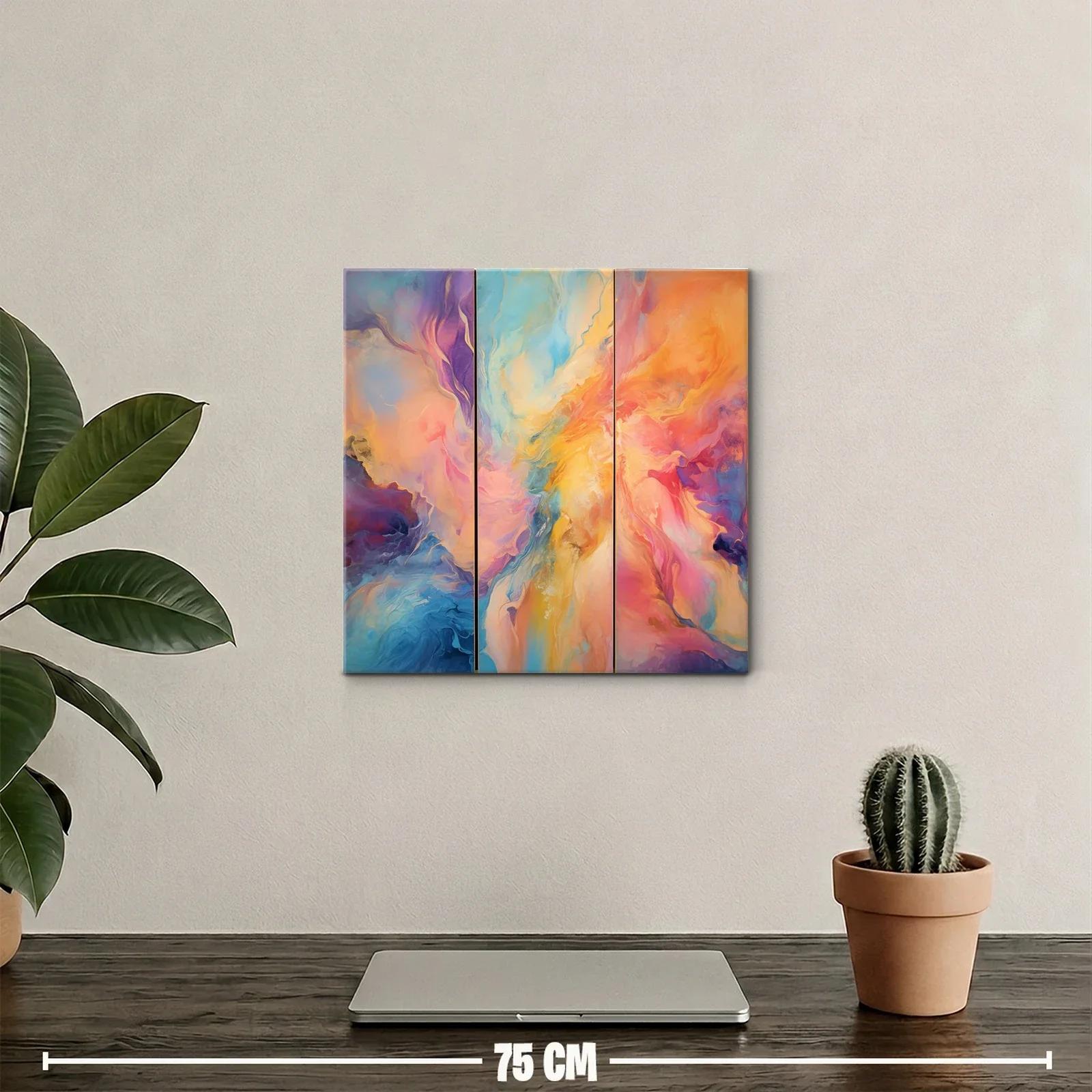 Cuadro abstracto en tonos cálidos y fríos vibrantes — miniatura 2