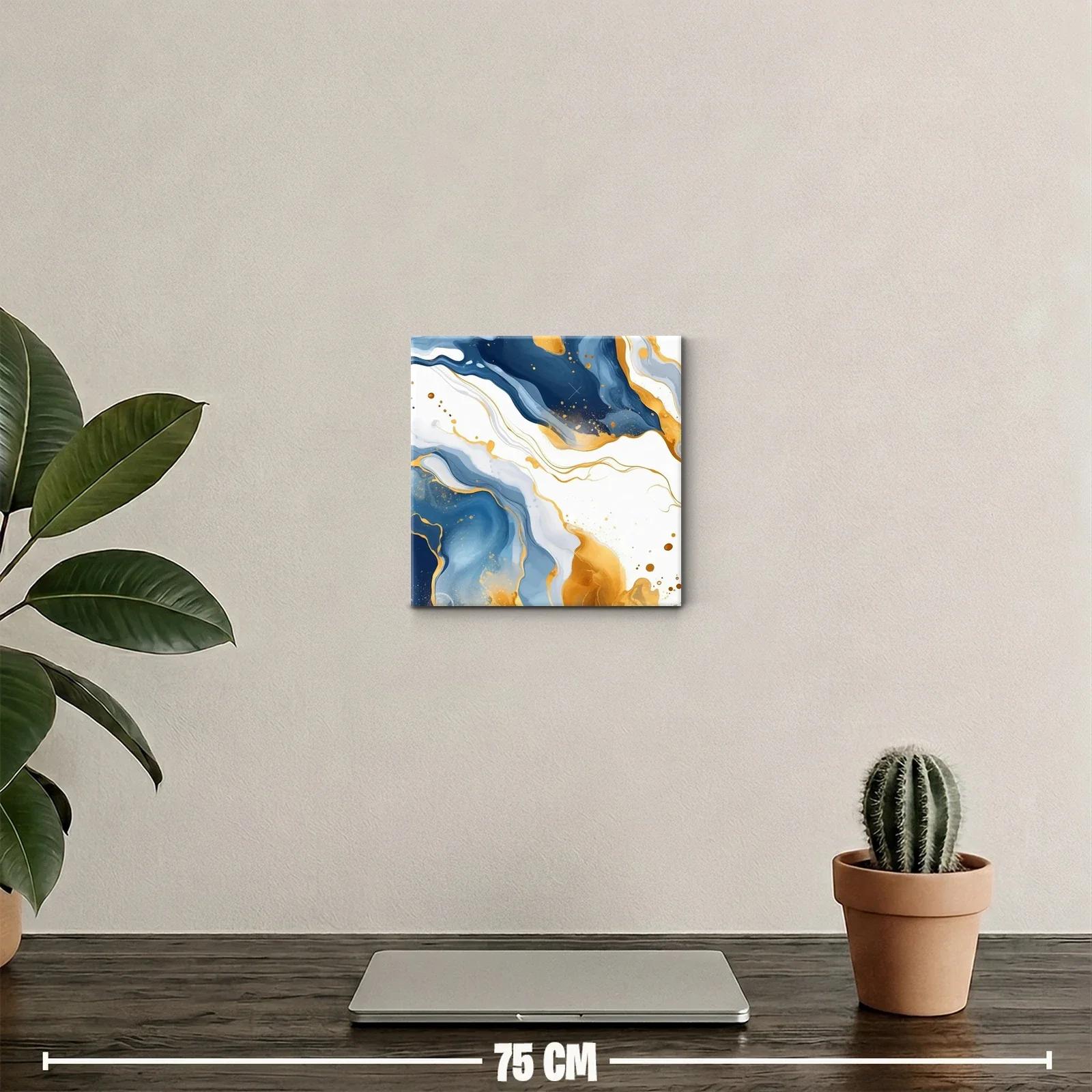 Cuadro Abstracto en Tonos Azules y Dorados Elegantes — miniatura 2