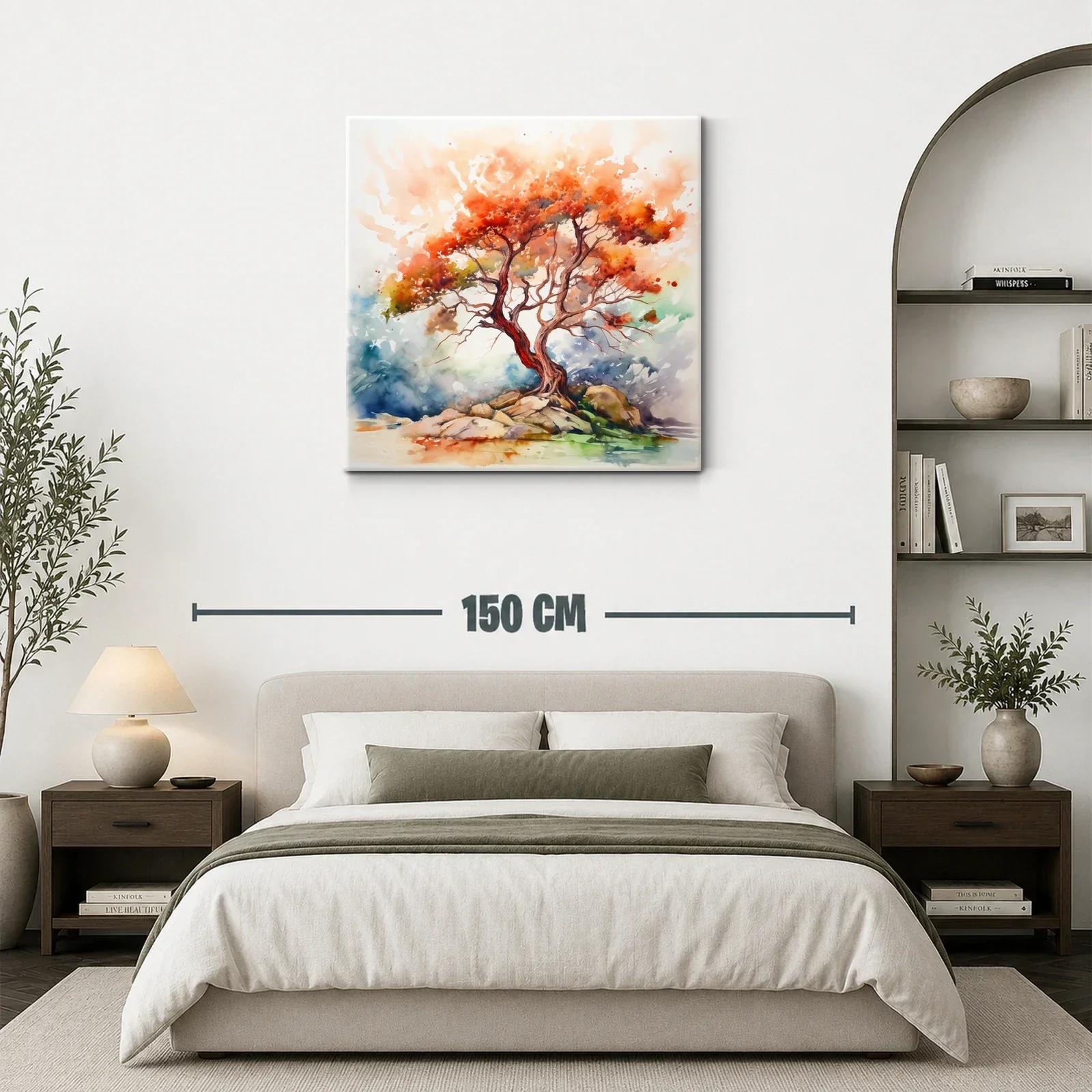 Árbol con follaje cálido y vibrante sobre rocas — miniatura 3