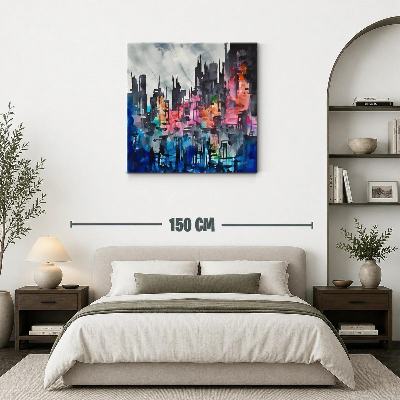 Ciudad abstracta con tonos vibrantes y contrastes intensos — miniatura 3