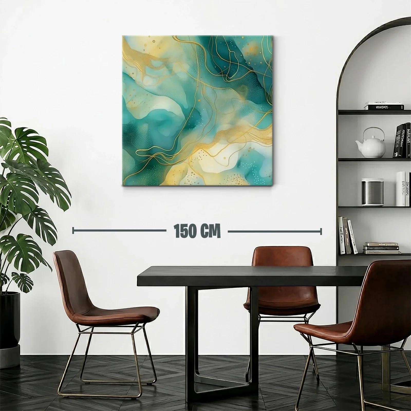 Composición abstracta con tonos aguamarina y dorados elegantes — miniatura 2