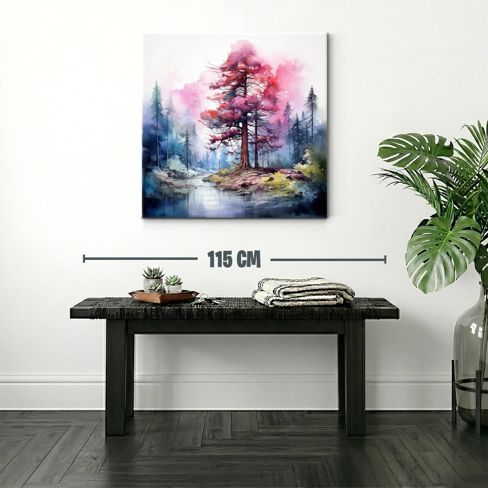 Paisaje onírico con árbol rojizo en isla tranquila — miniatura 2
