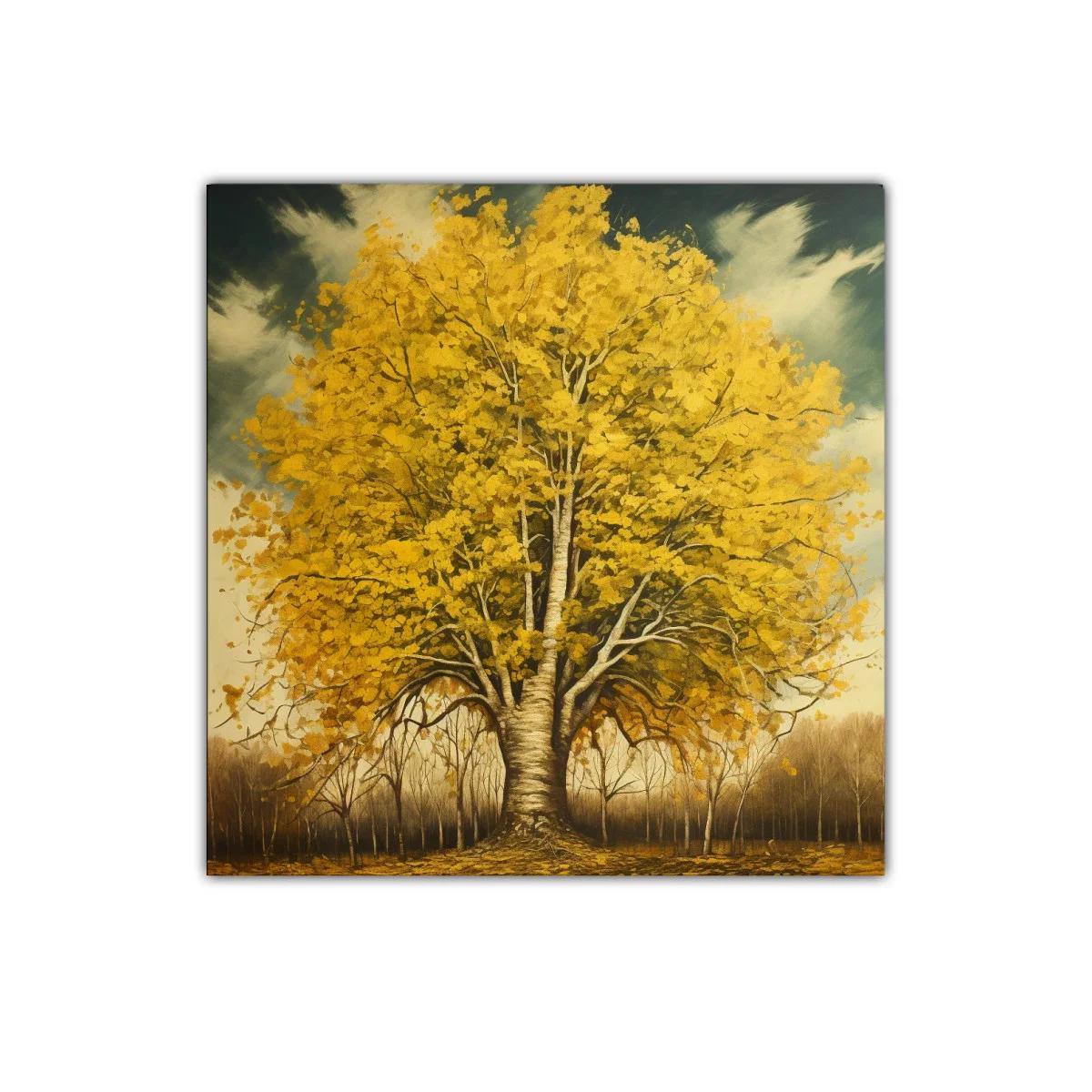 Majestuoso árbol dorado en paisaje otoñal sereno — miniatura 1