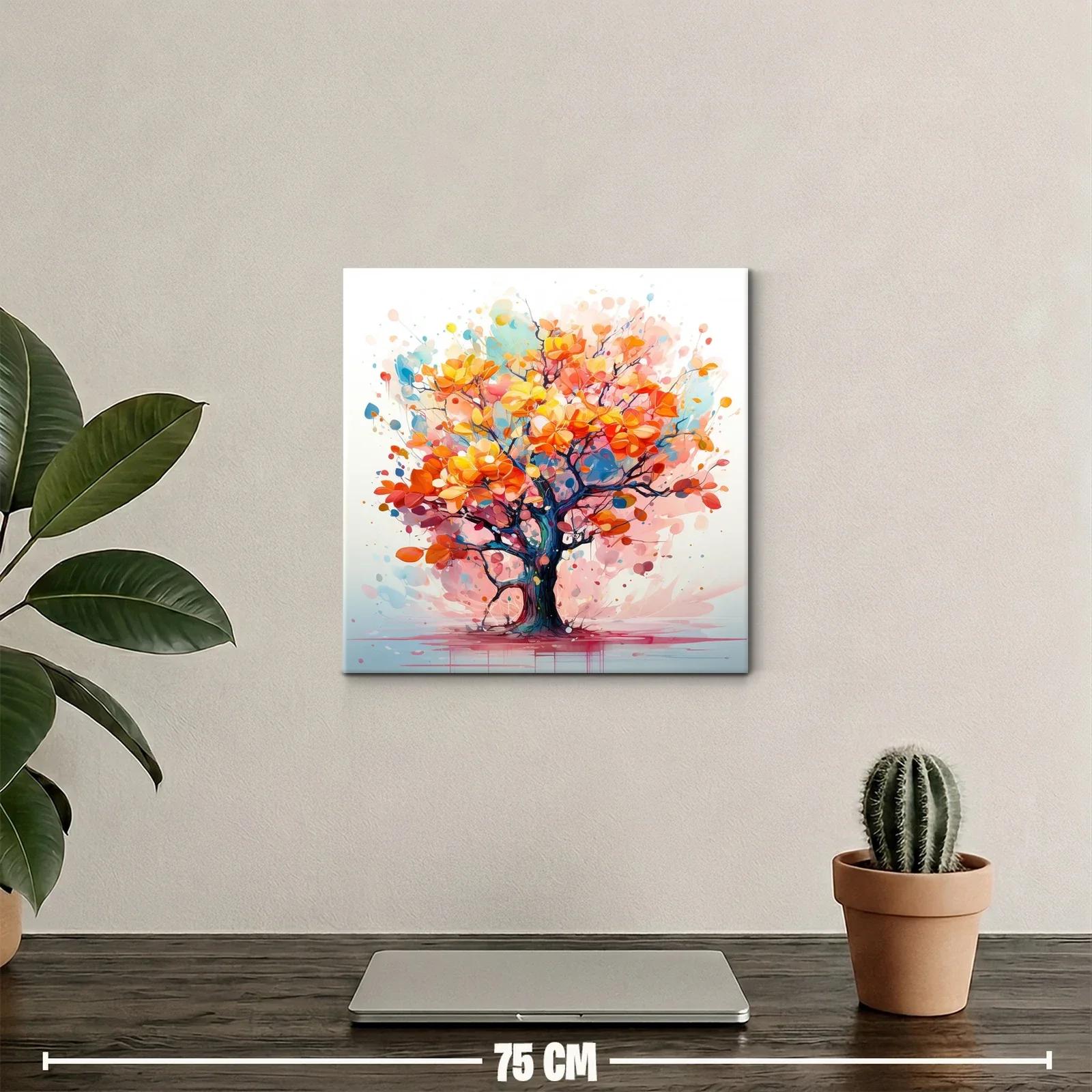 Árbol vibrante con hojas en tonos cálidos y azules — miniatura 2