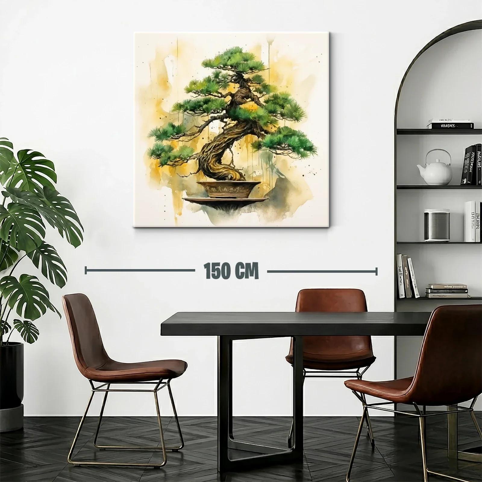 Cuadro con árbol bonsái y tonos cálidos que inspiran calma — miniatura 2