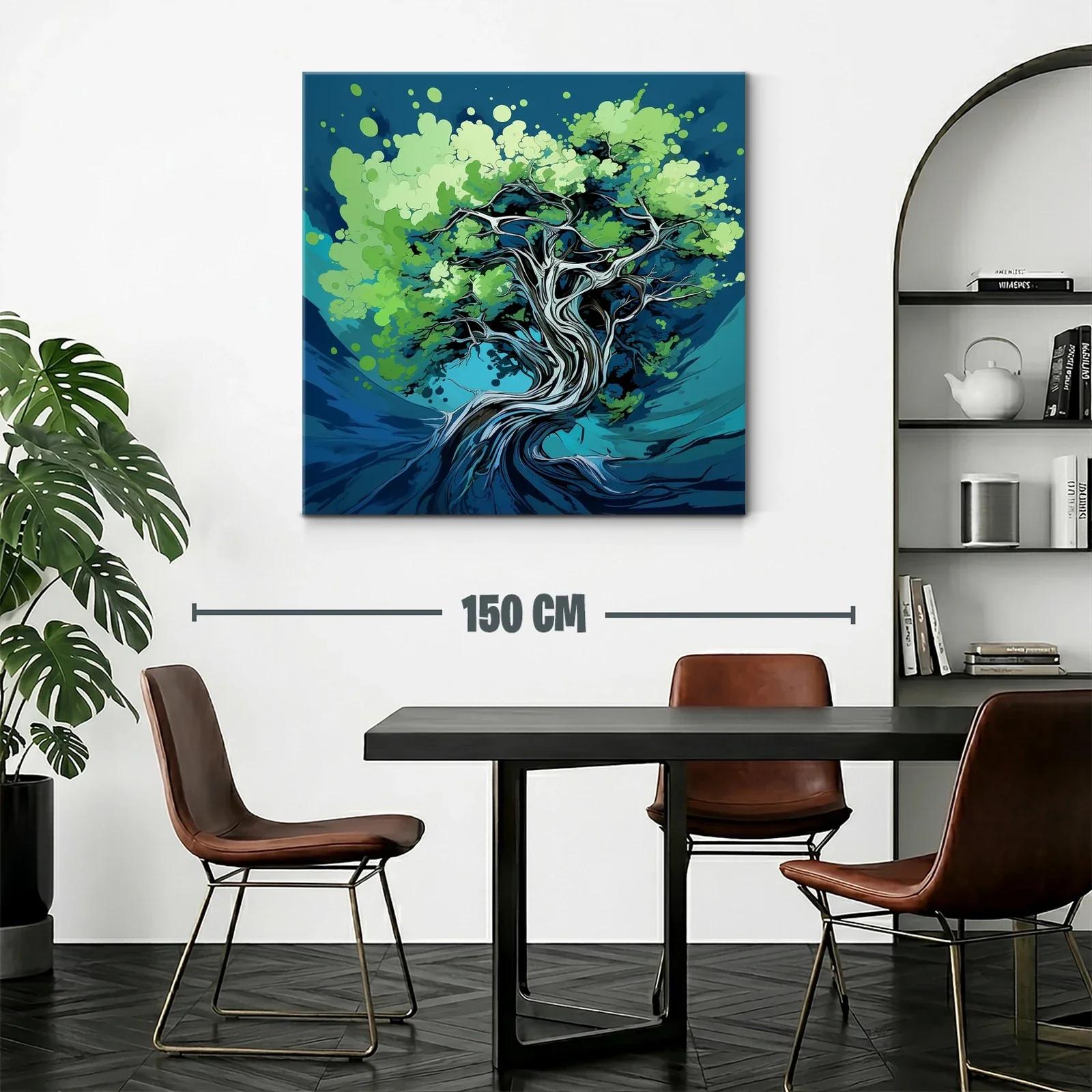 Árbol abstracto con ramas entrelazadas y hojas verdes — miniatura 2