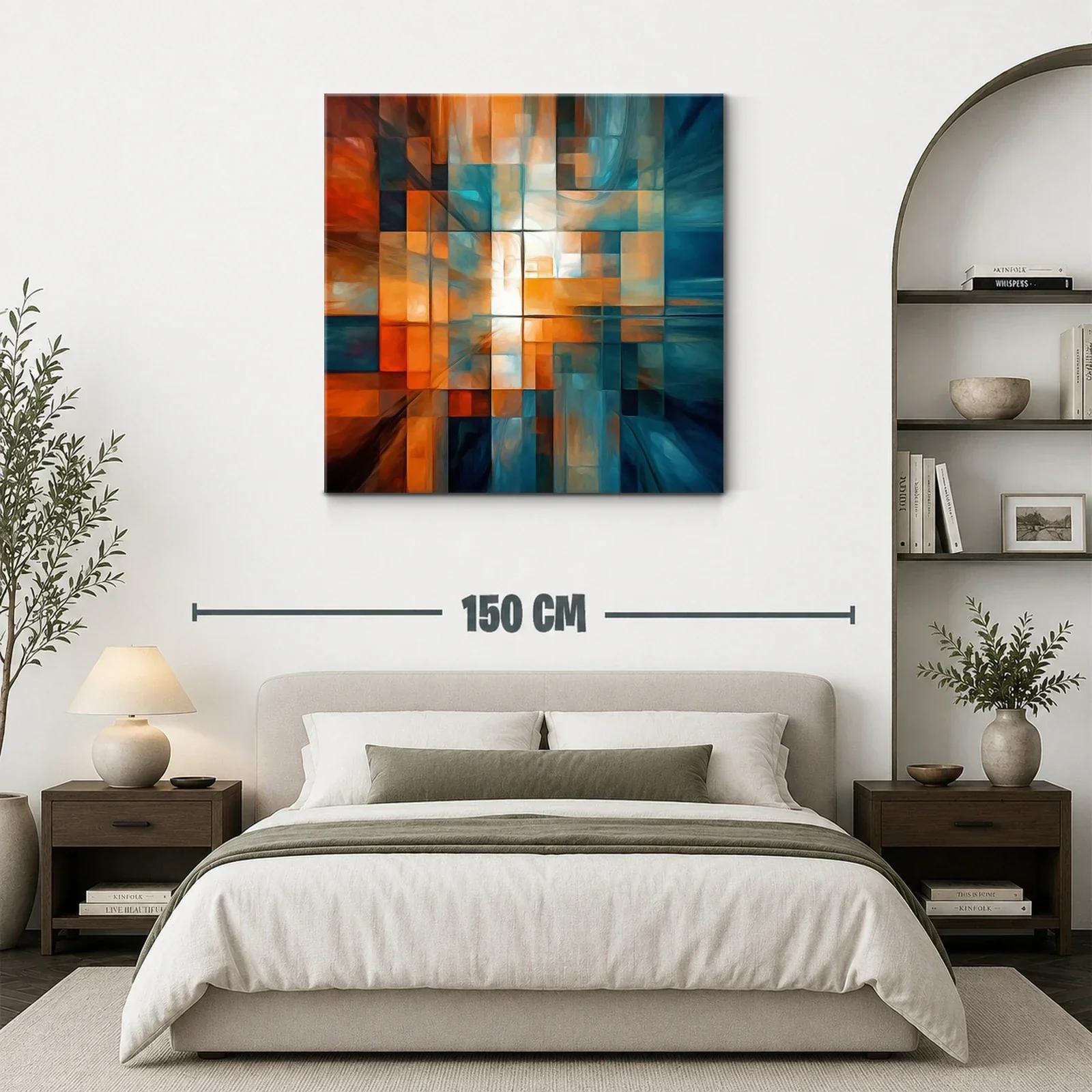 Composición abstracta en tonos cálidos y fríos para espacios modernos — miniatura 3