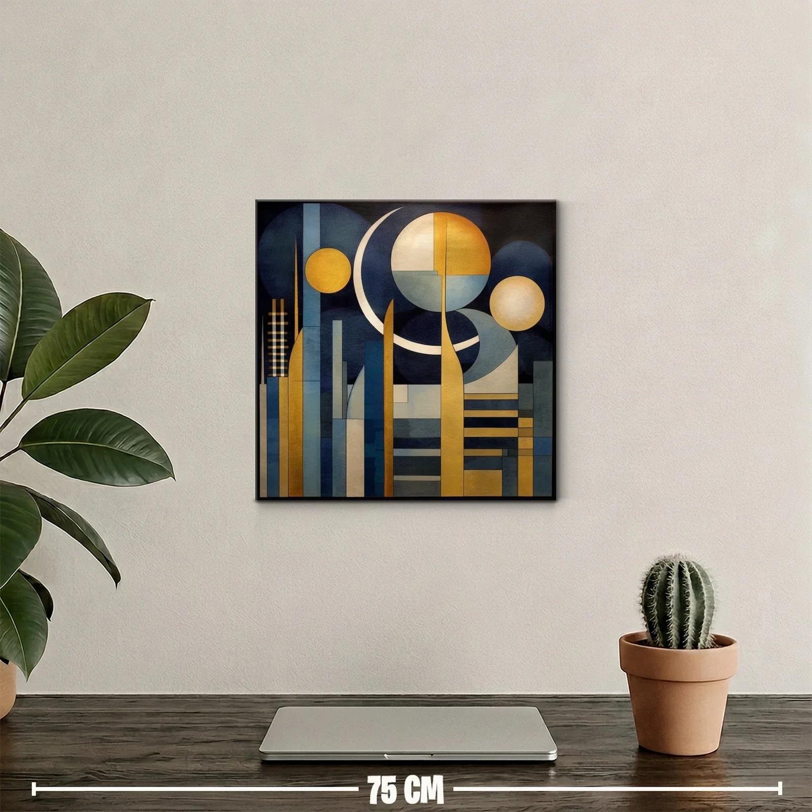 Composición geométrica con luces doradas y azul profundo — miniatura 2