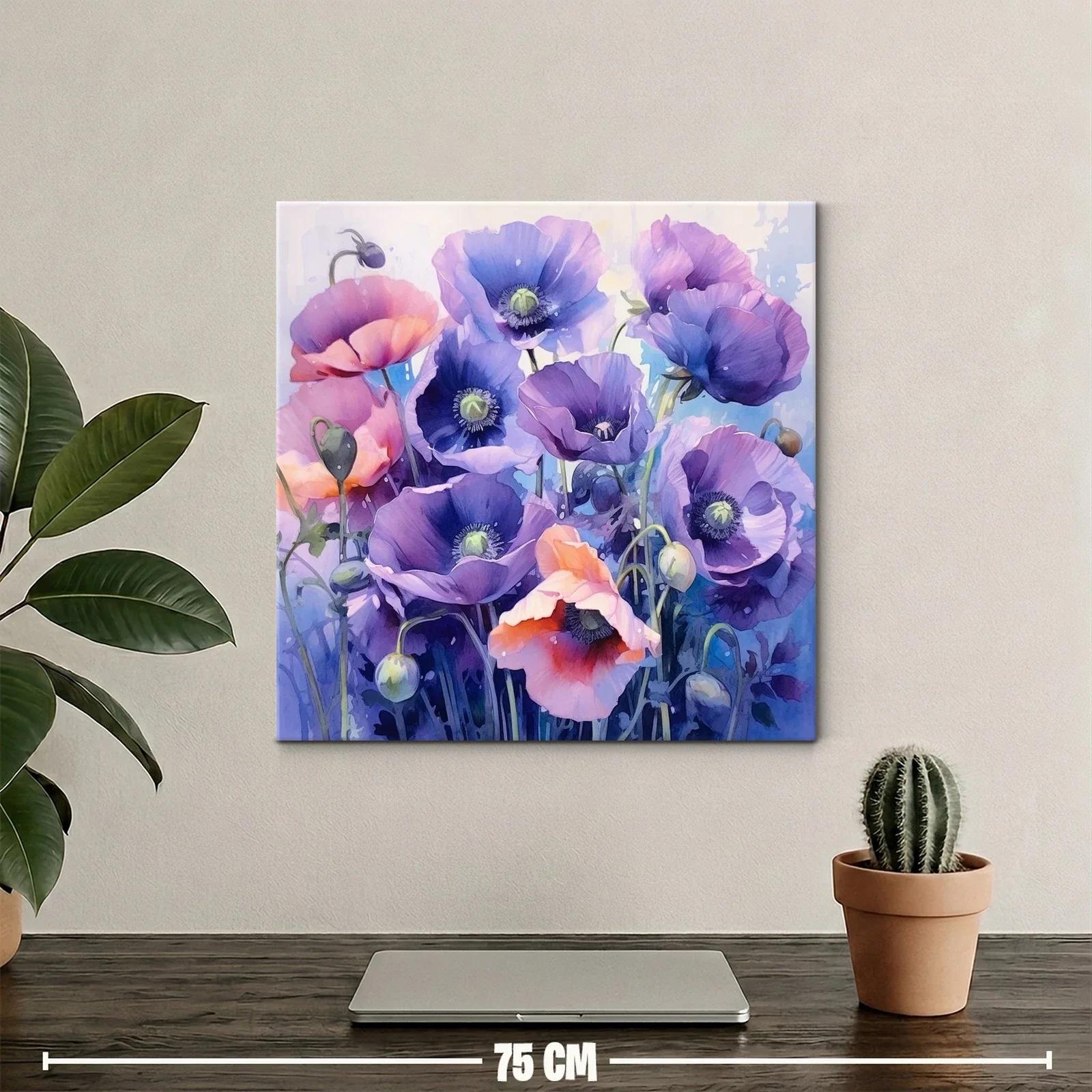 Cuadro con flores en tonos violetas y rosados vibrantes — miniatura 2