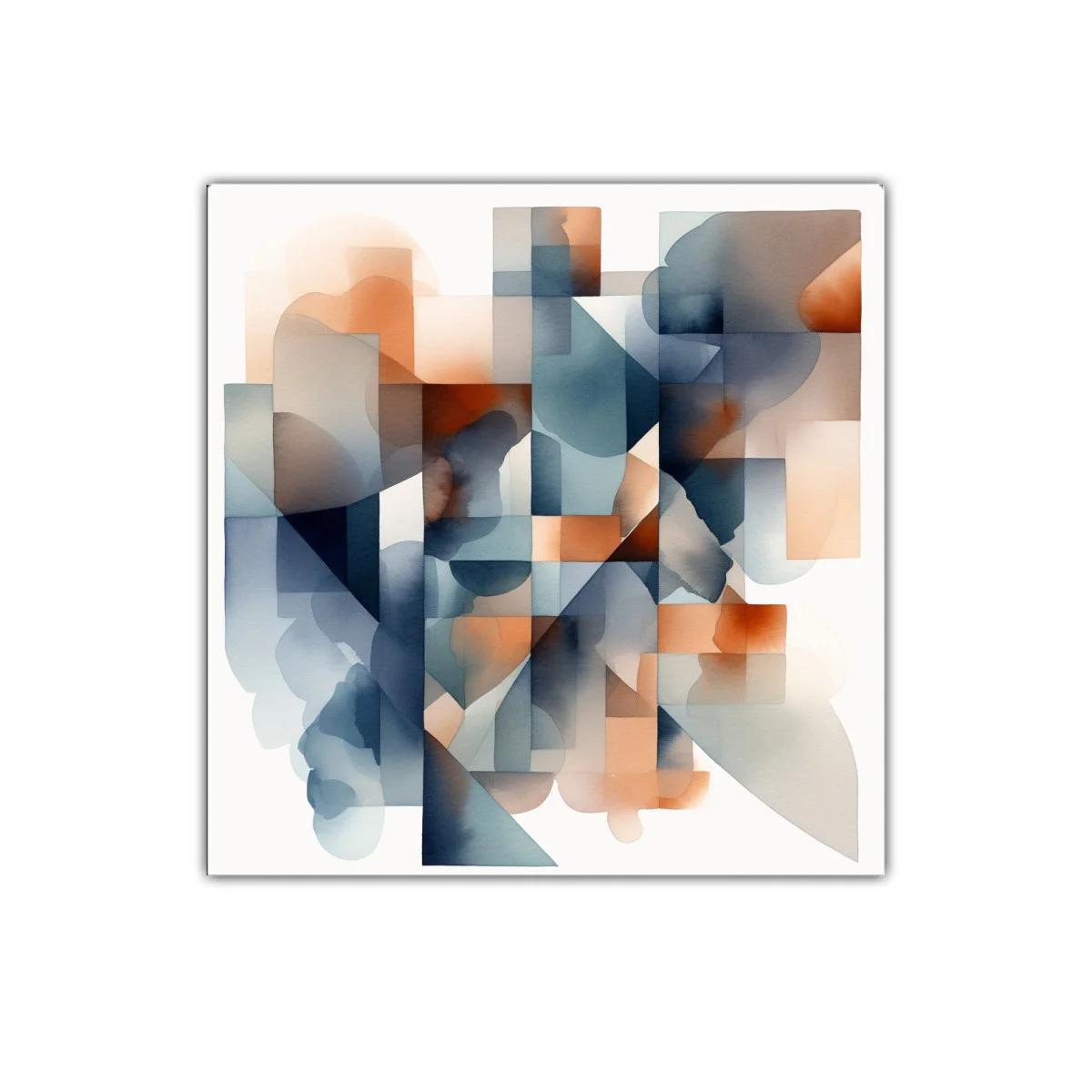 Cuadro abstracto con tonos cálidos y fríos para decoración moderna — miniatura 1