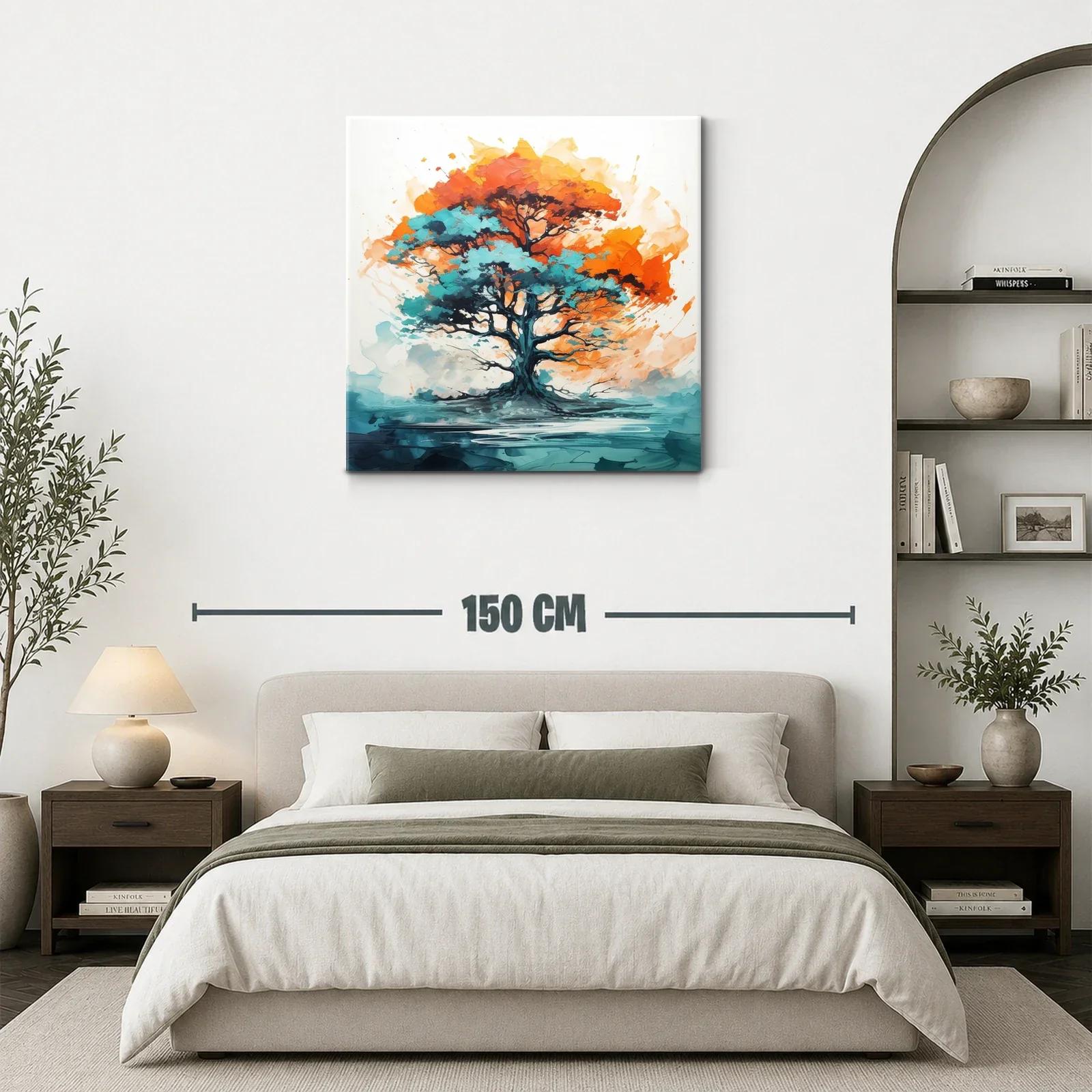 Árbol vibrante con tonos turquesa y naranja intenso — miniatura 3