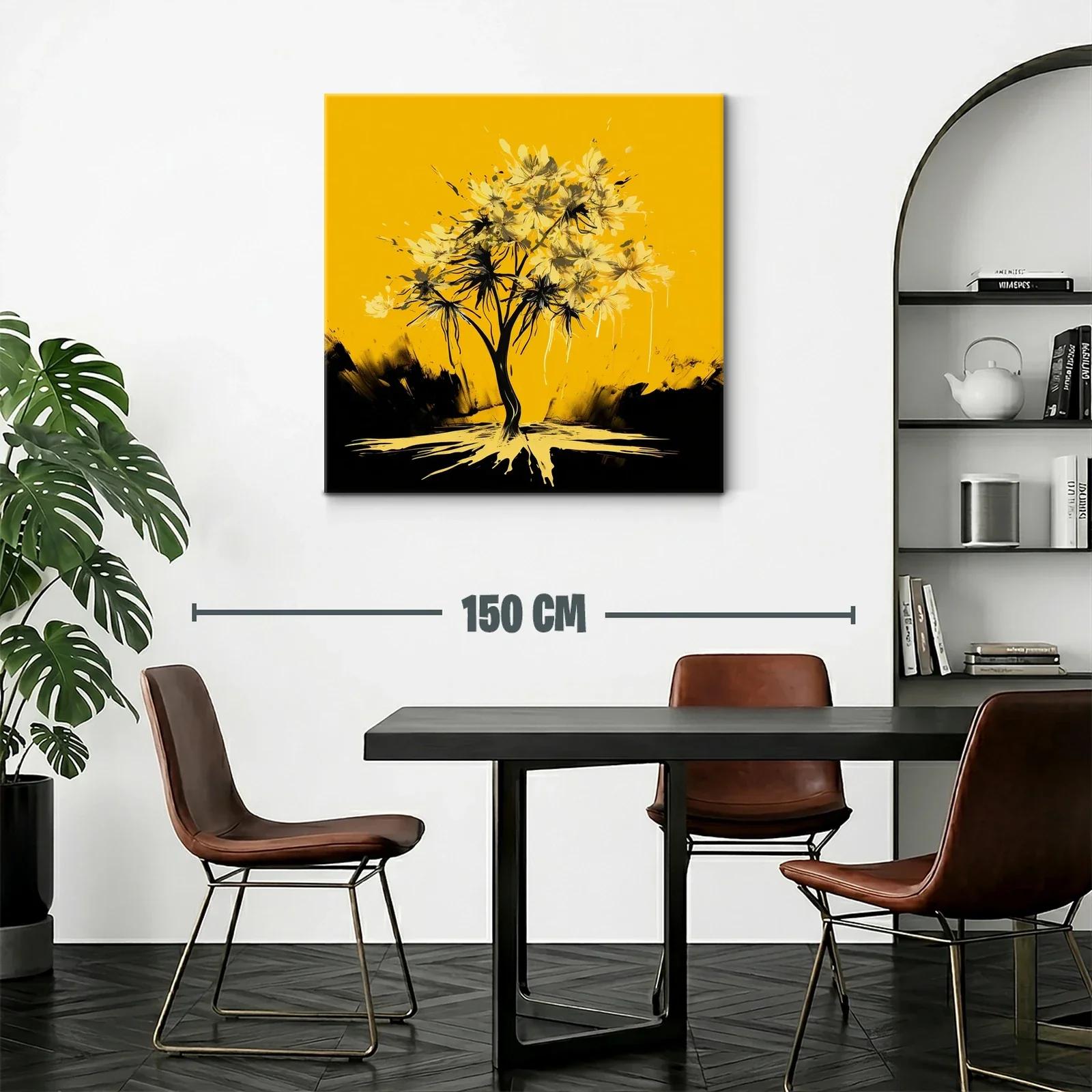 Árbol abstracto con flores amarillas sobre fondo vibrante — miniatura 2