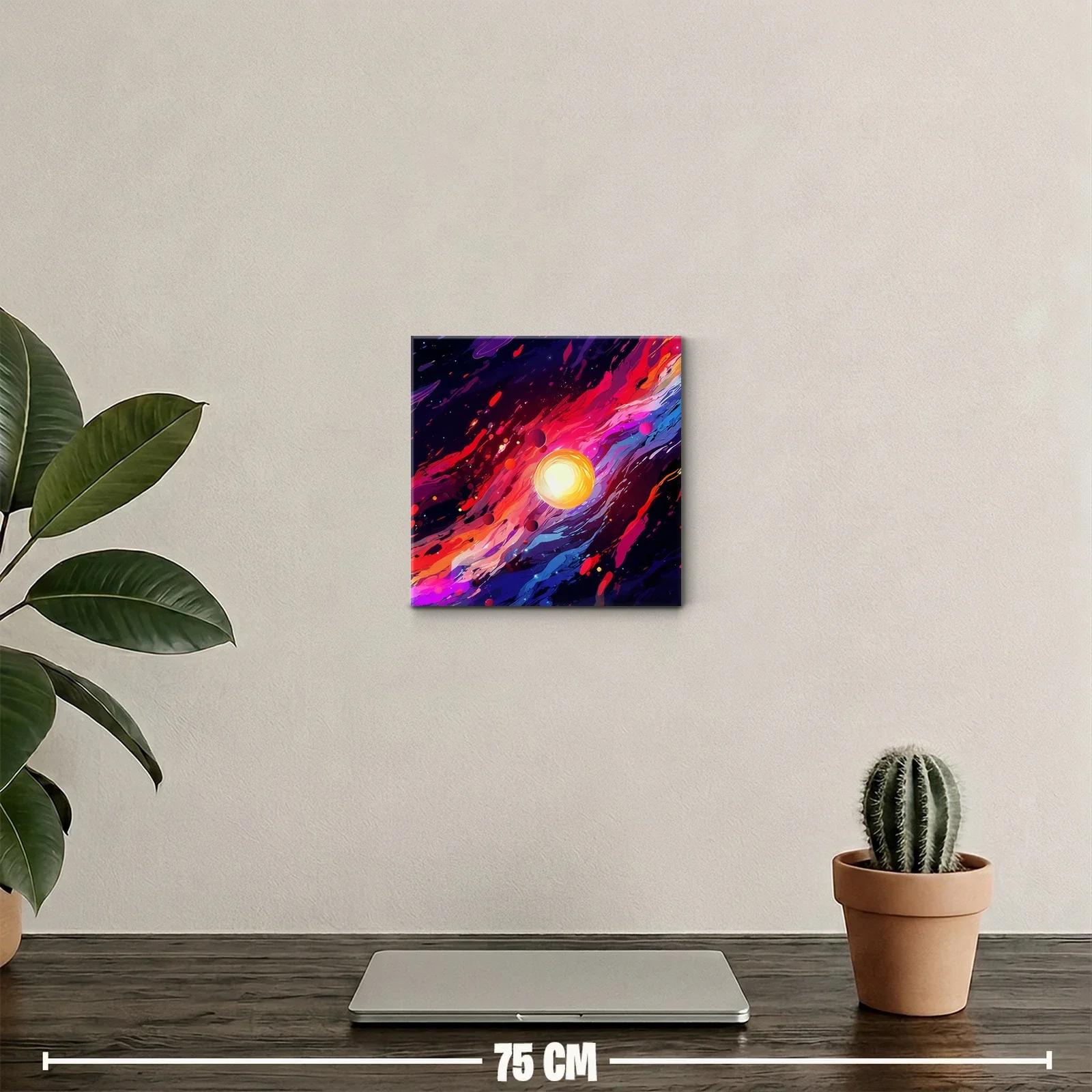 Cuadro vibrante con galaxia y planetas en colores intensos — miniatura 2